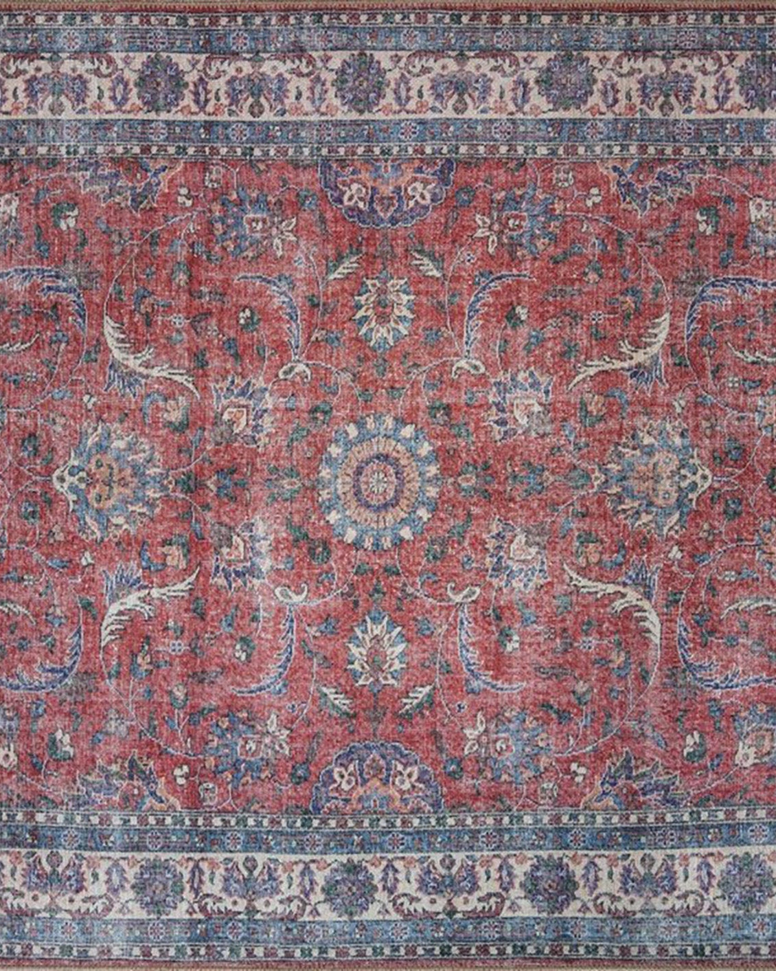 Kopa Turkish Faded Red & Ivory Beige Rug