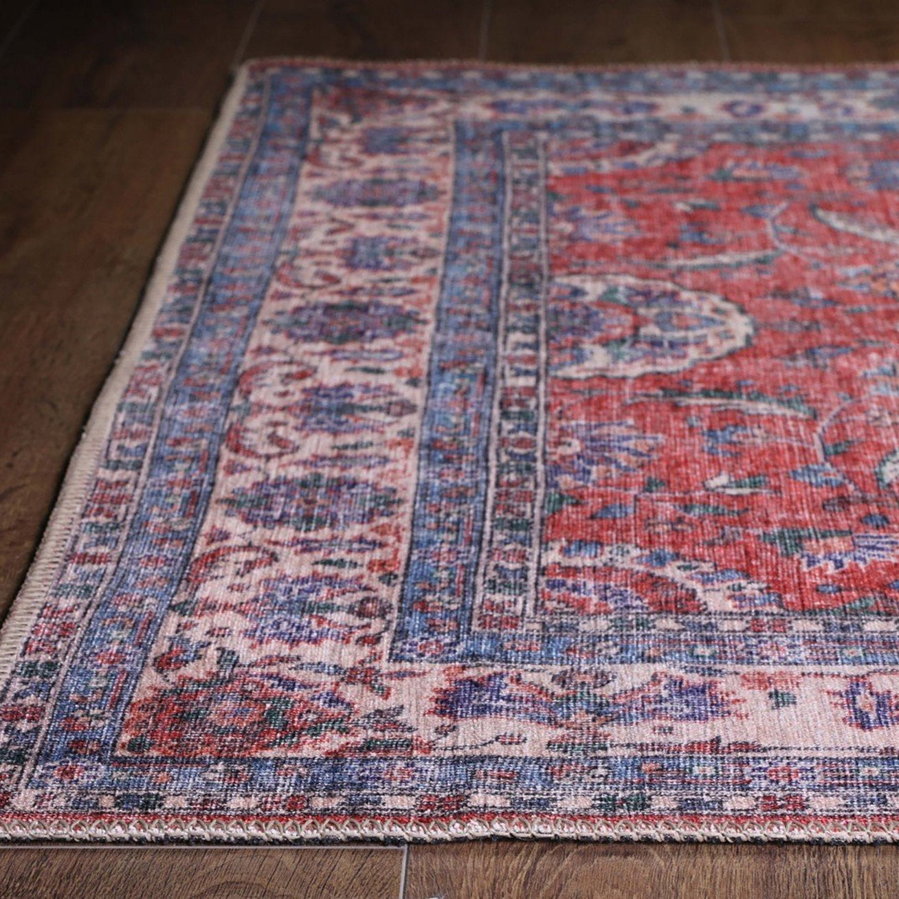 Kopa Turkish Faded Red & Ivory Beige Rug