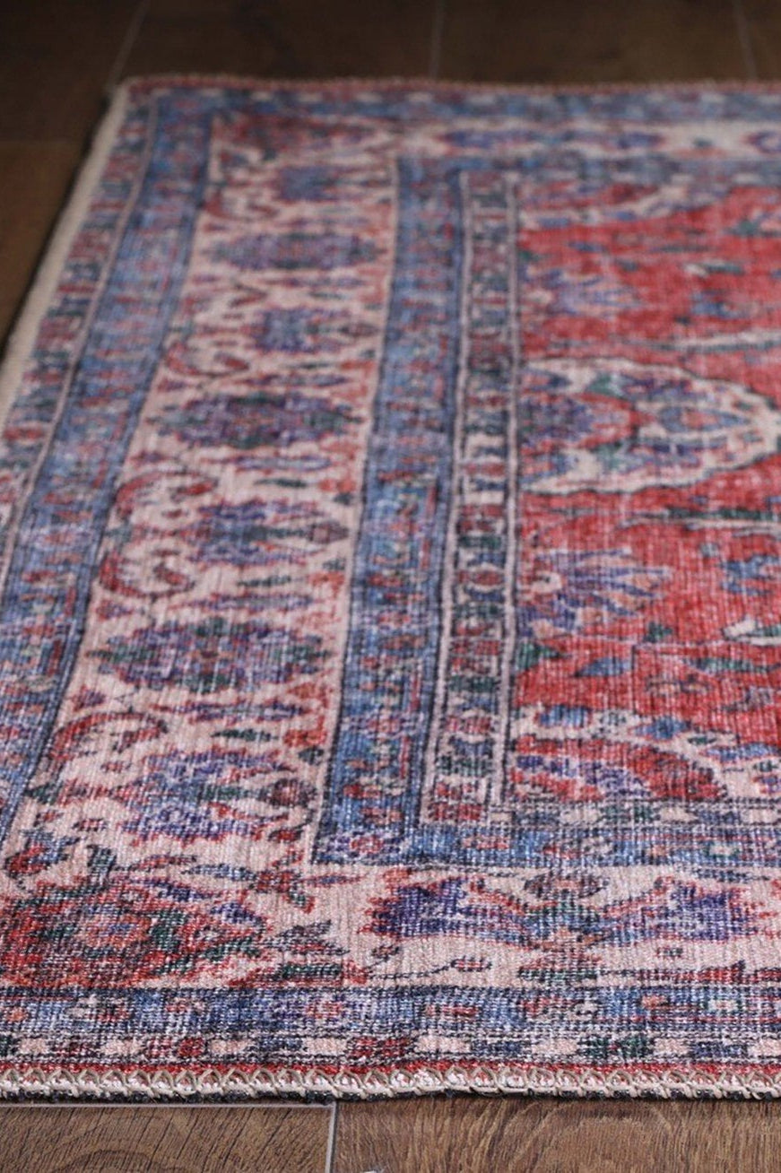 Kopa Turkish Faded Red & Ivory Beige Rug