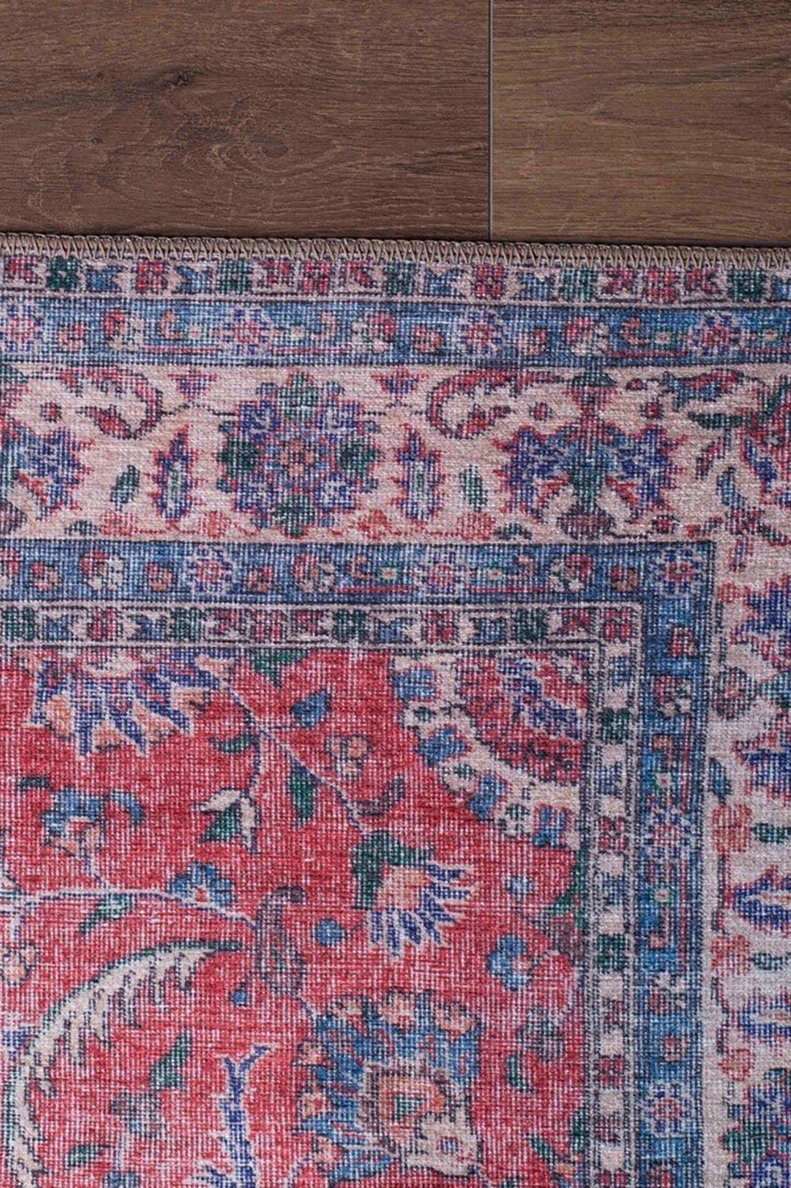 Kopa Turkish Faded Red & Ivory Beige Rug