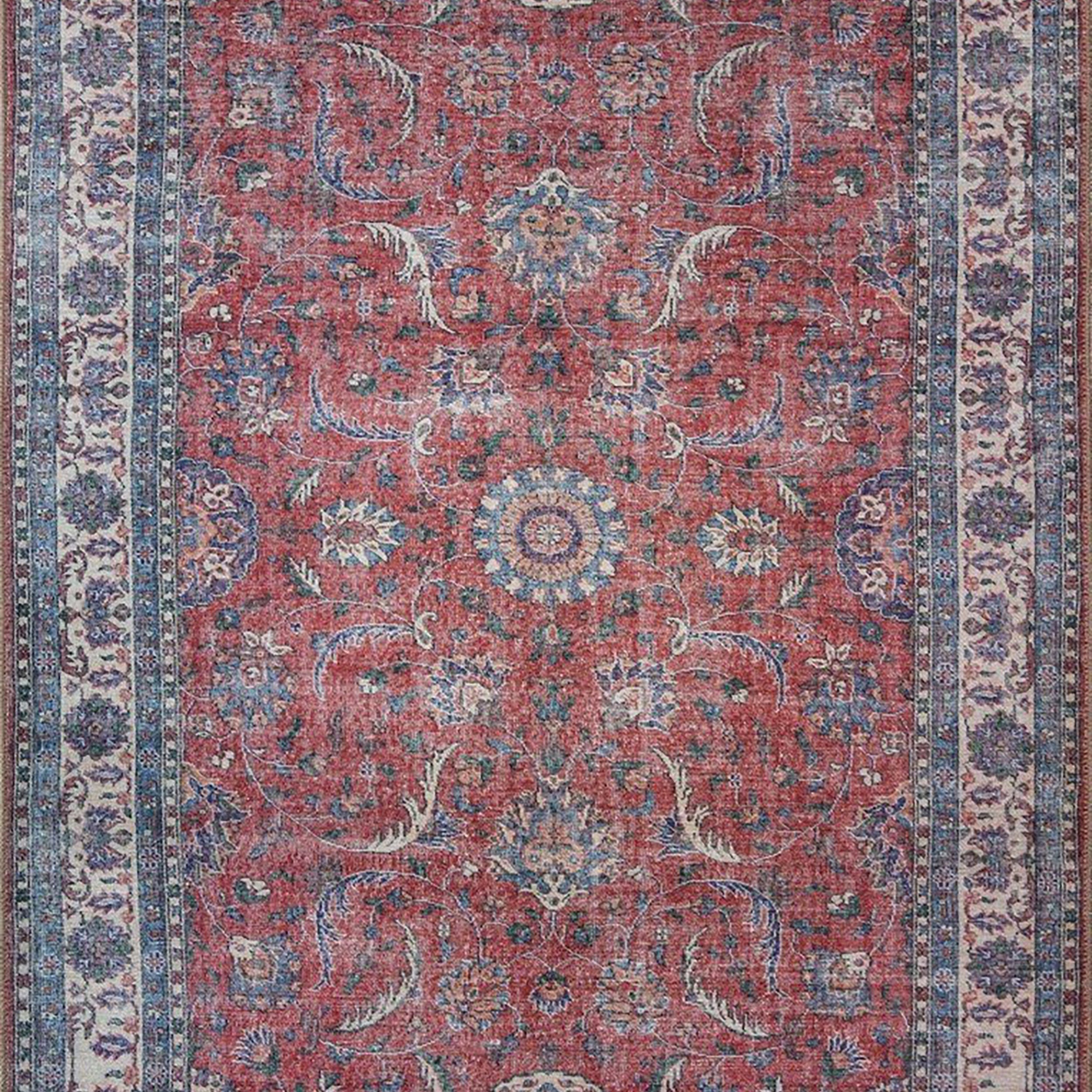 Kopa Turkish Faded Red & Ivory Beige Rug