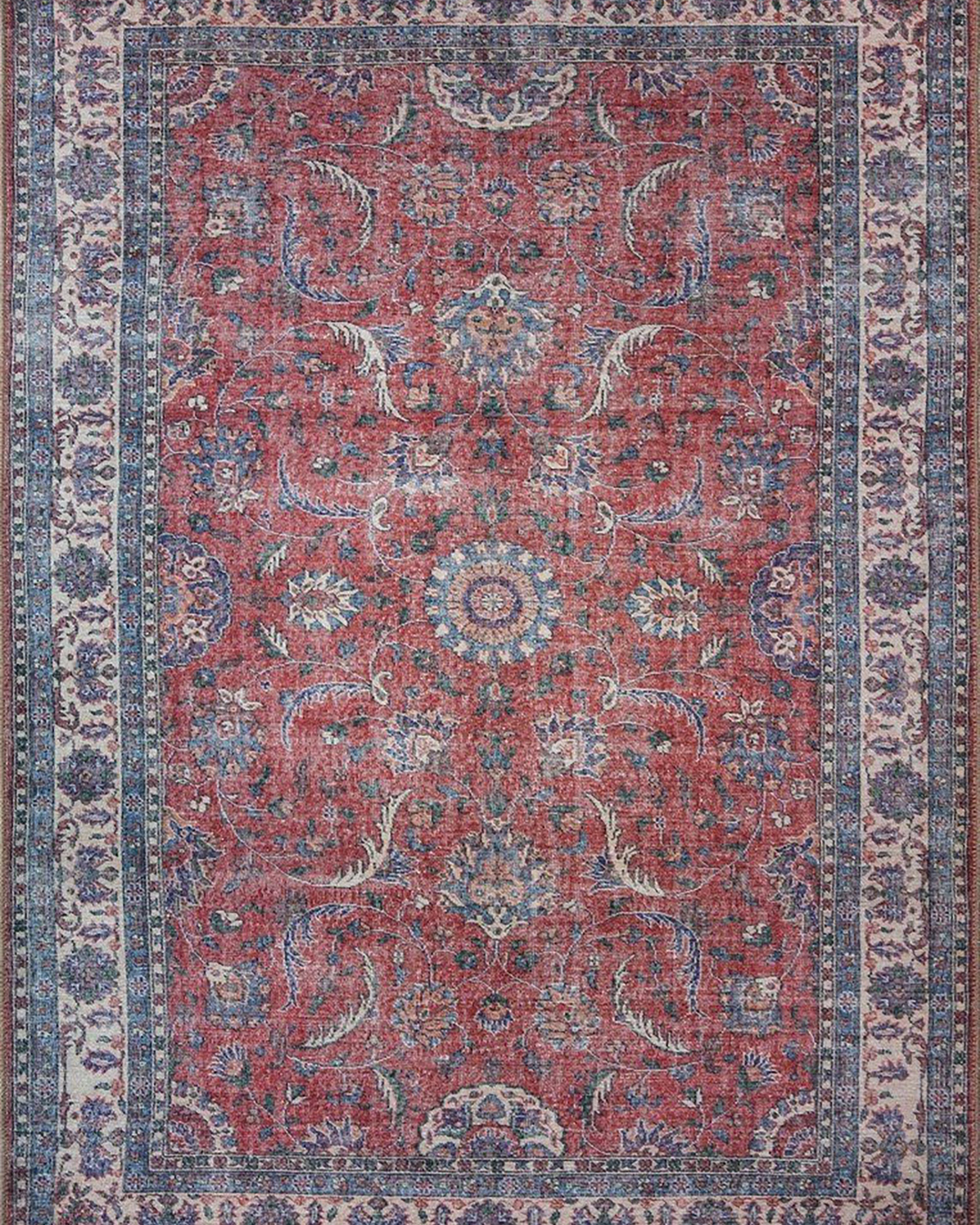 Kopa Turkish Faded Red & Ivory Beige Rug