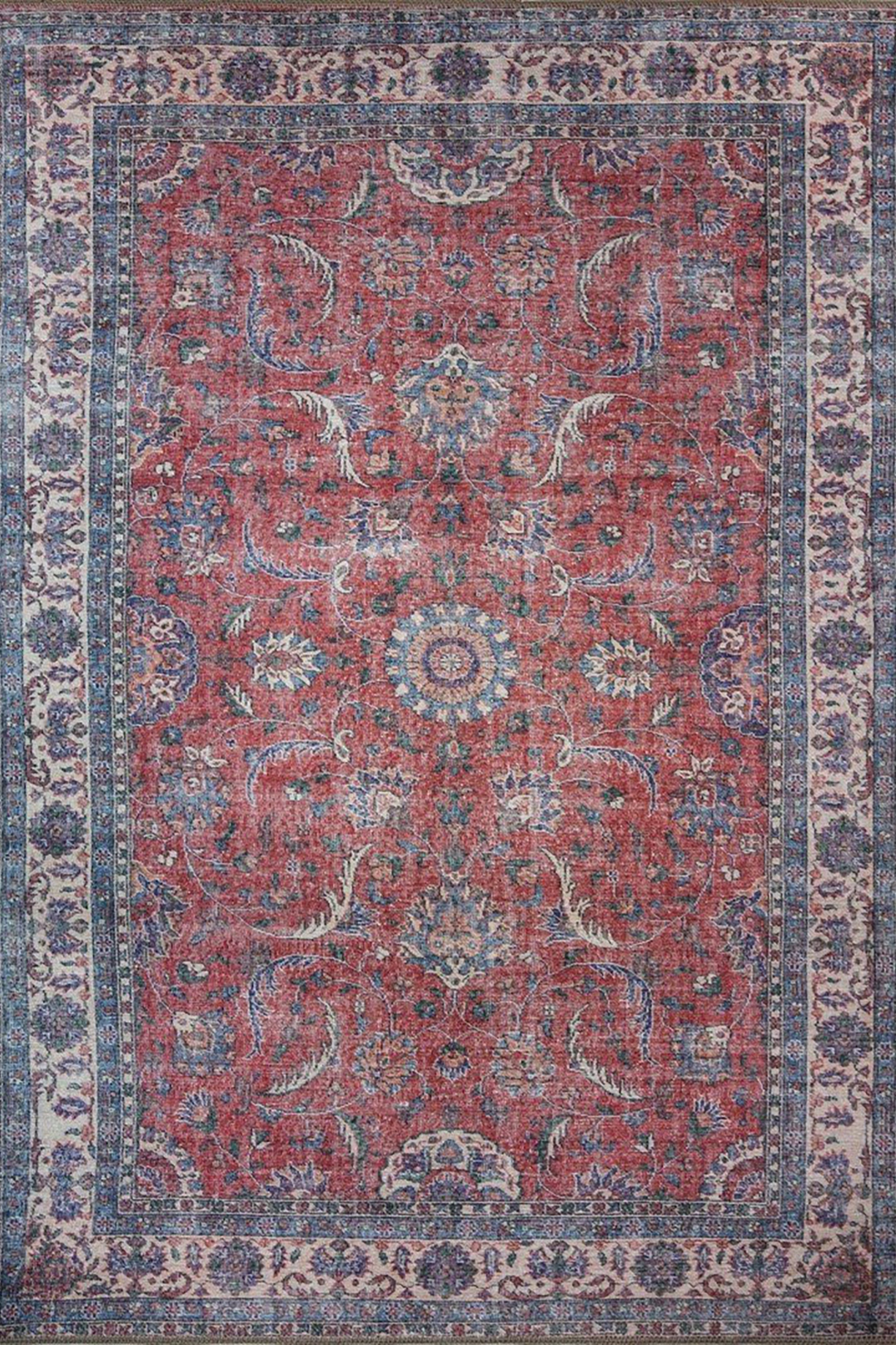 Kopa Turkish Faded Red & Ivory Beige Rug