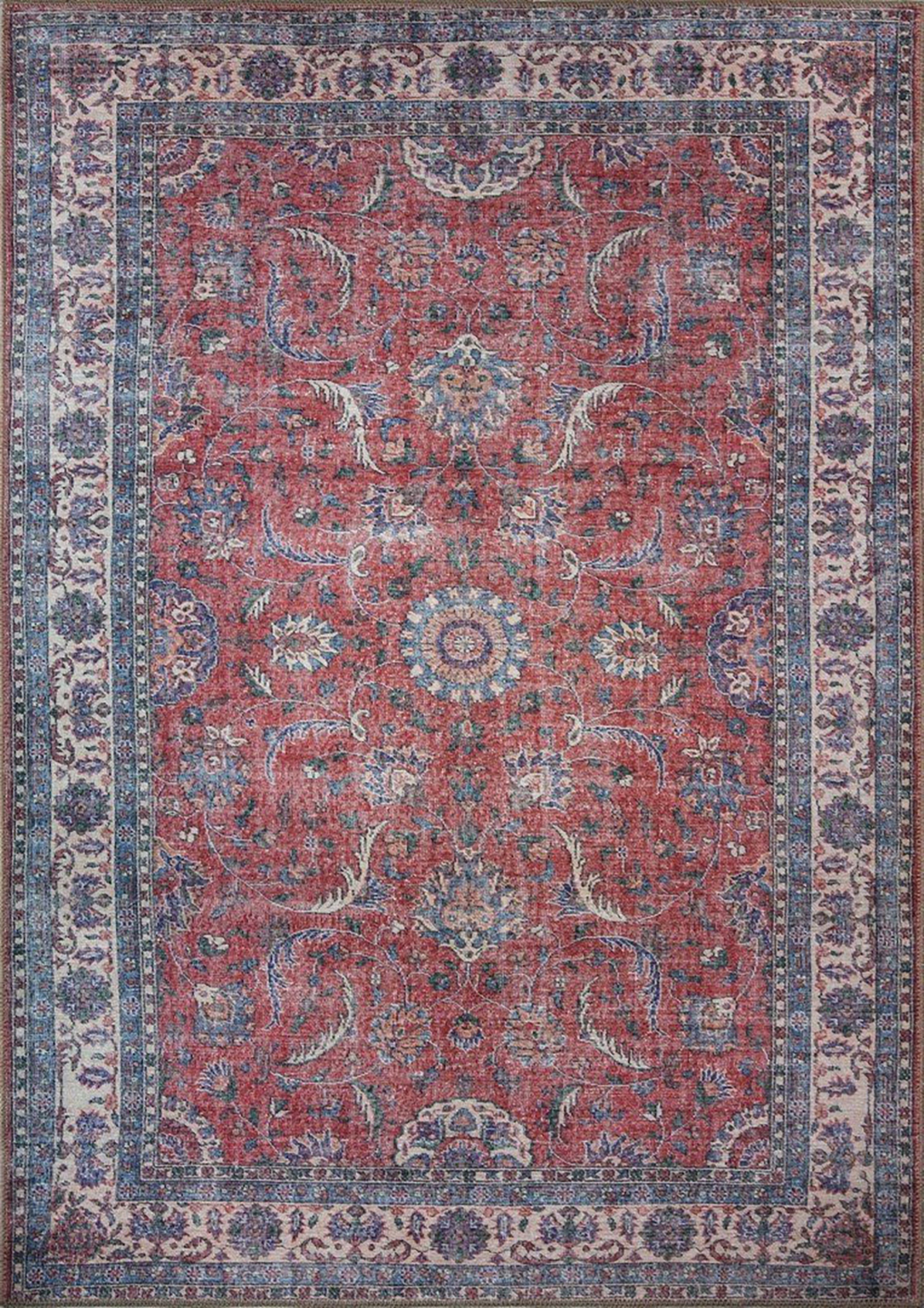 Kopa Turkish Faded Red & Ivory Beige Rug