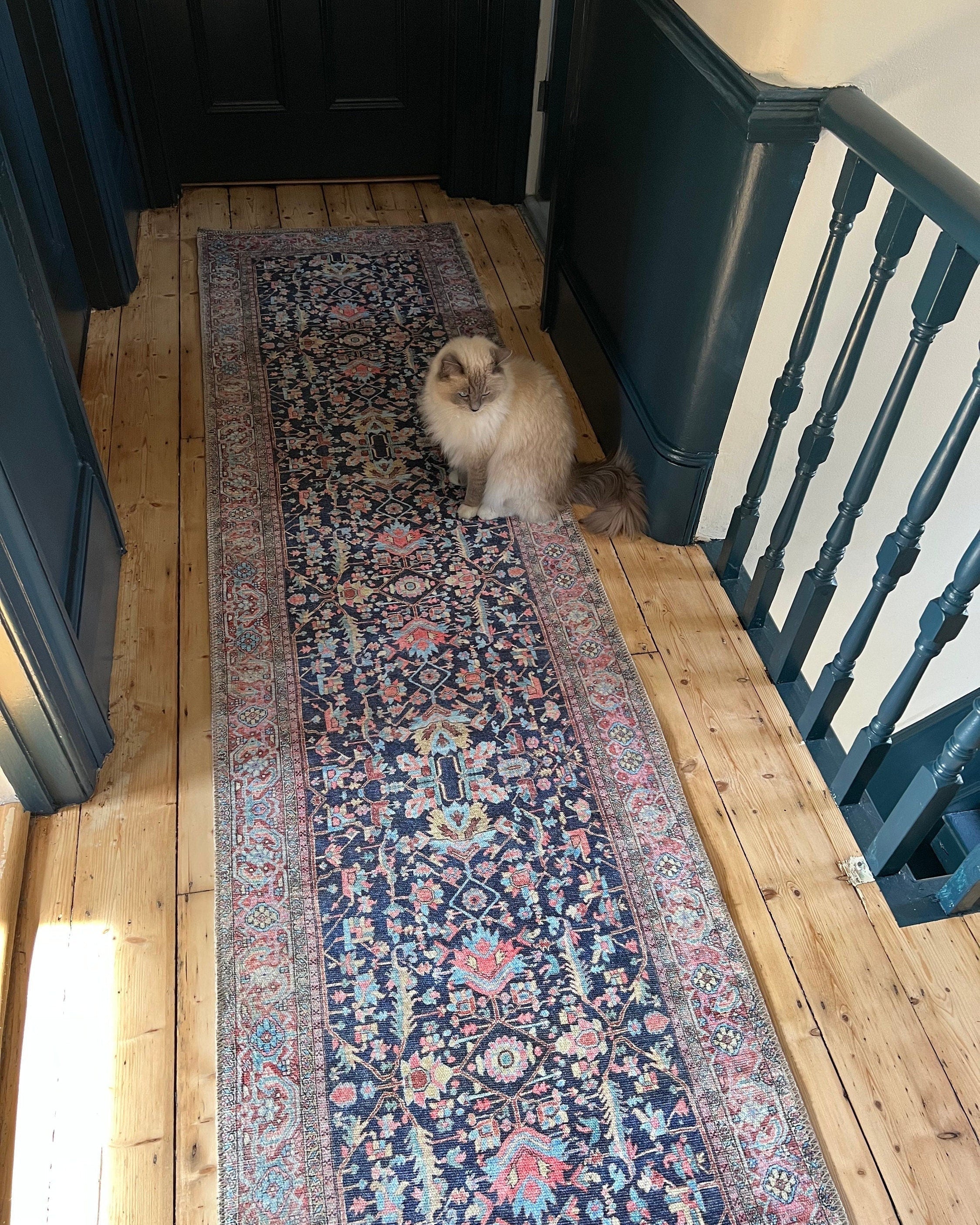 Lala Rug Turkish Navy and Light Blue Rug