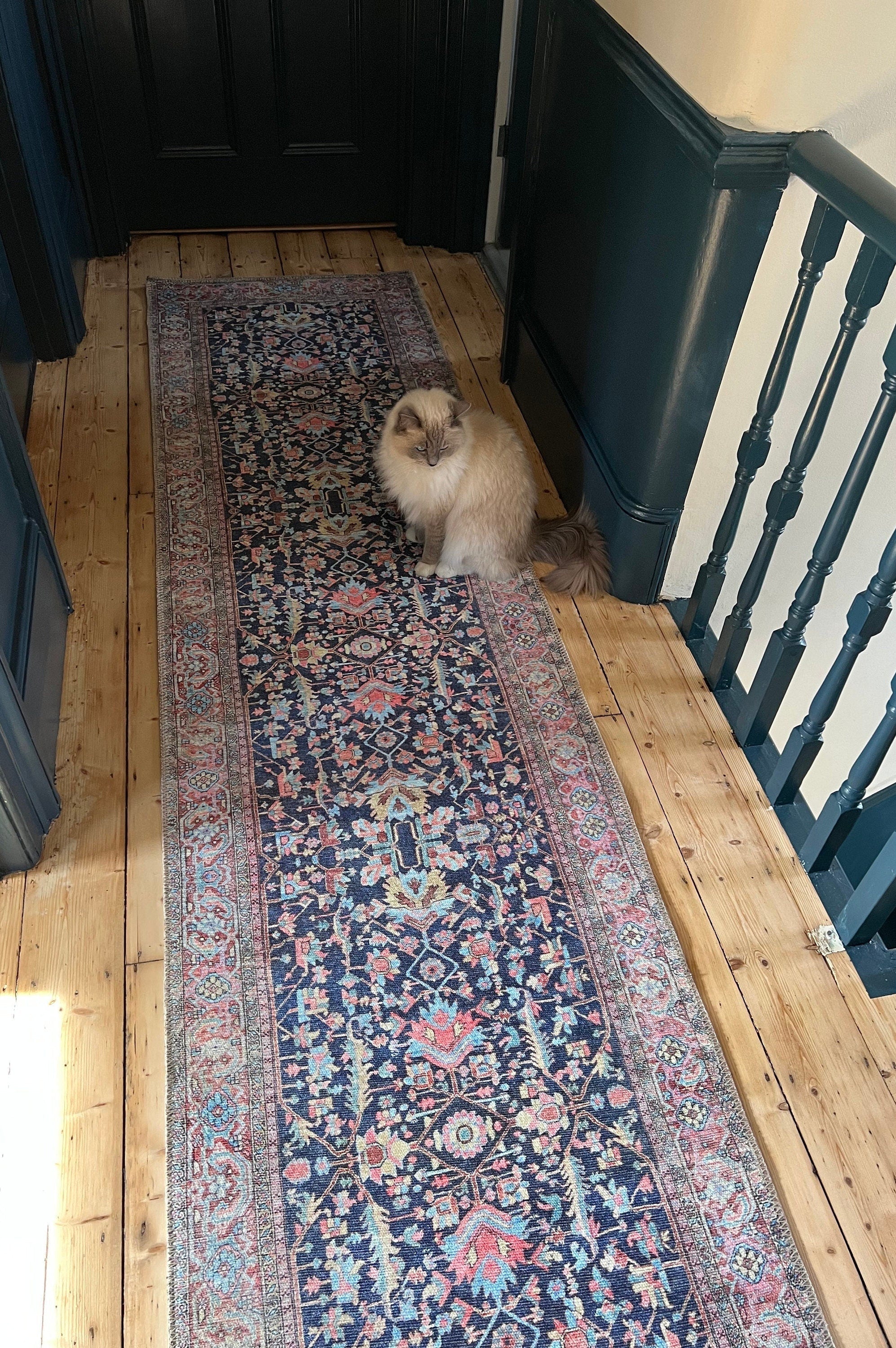 Lala Rug Turkish Navy and Light Blue Rug