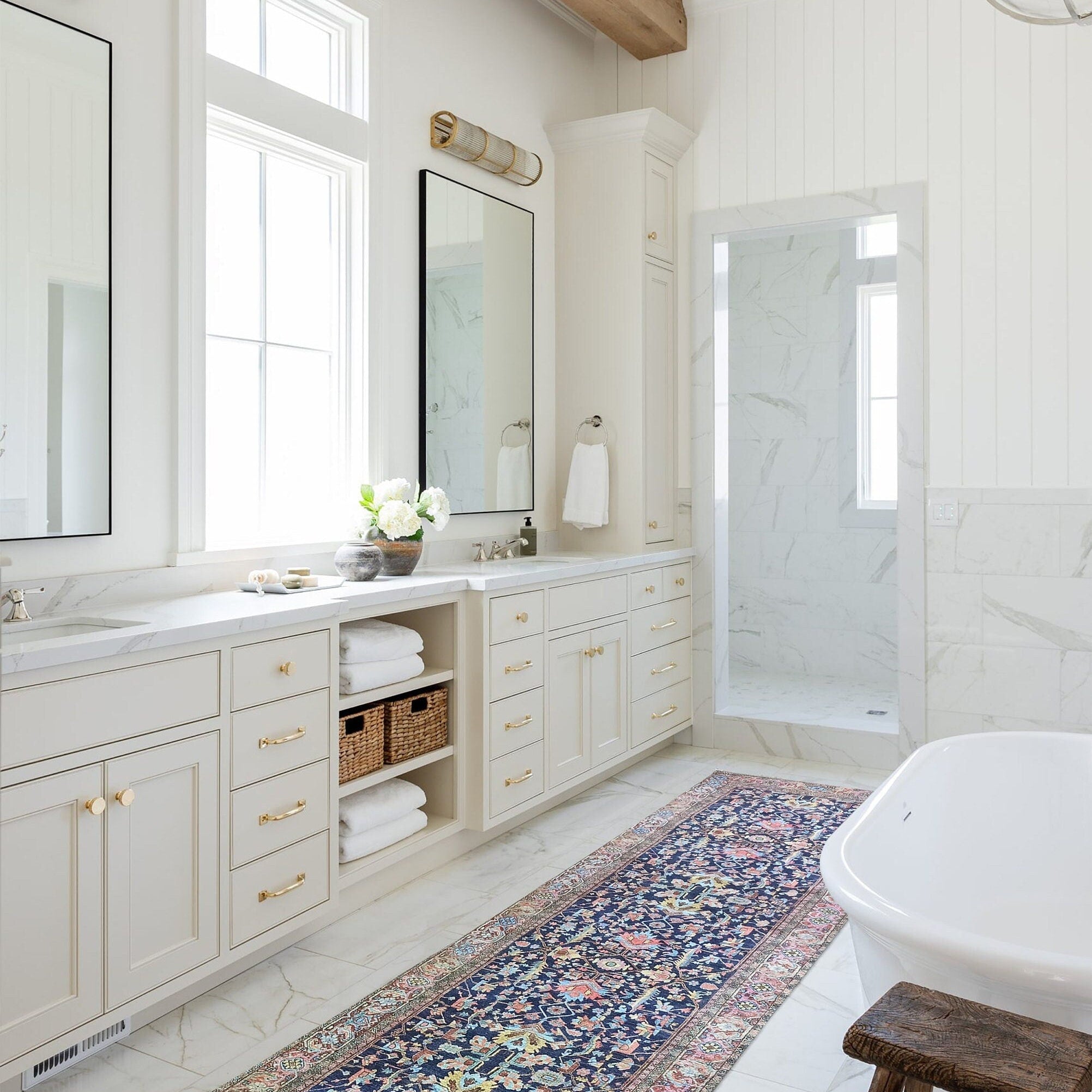 Lala Rug Turkish Navy and Light Blue Rug