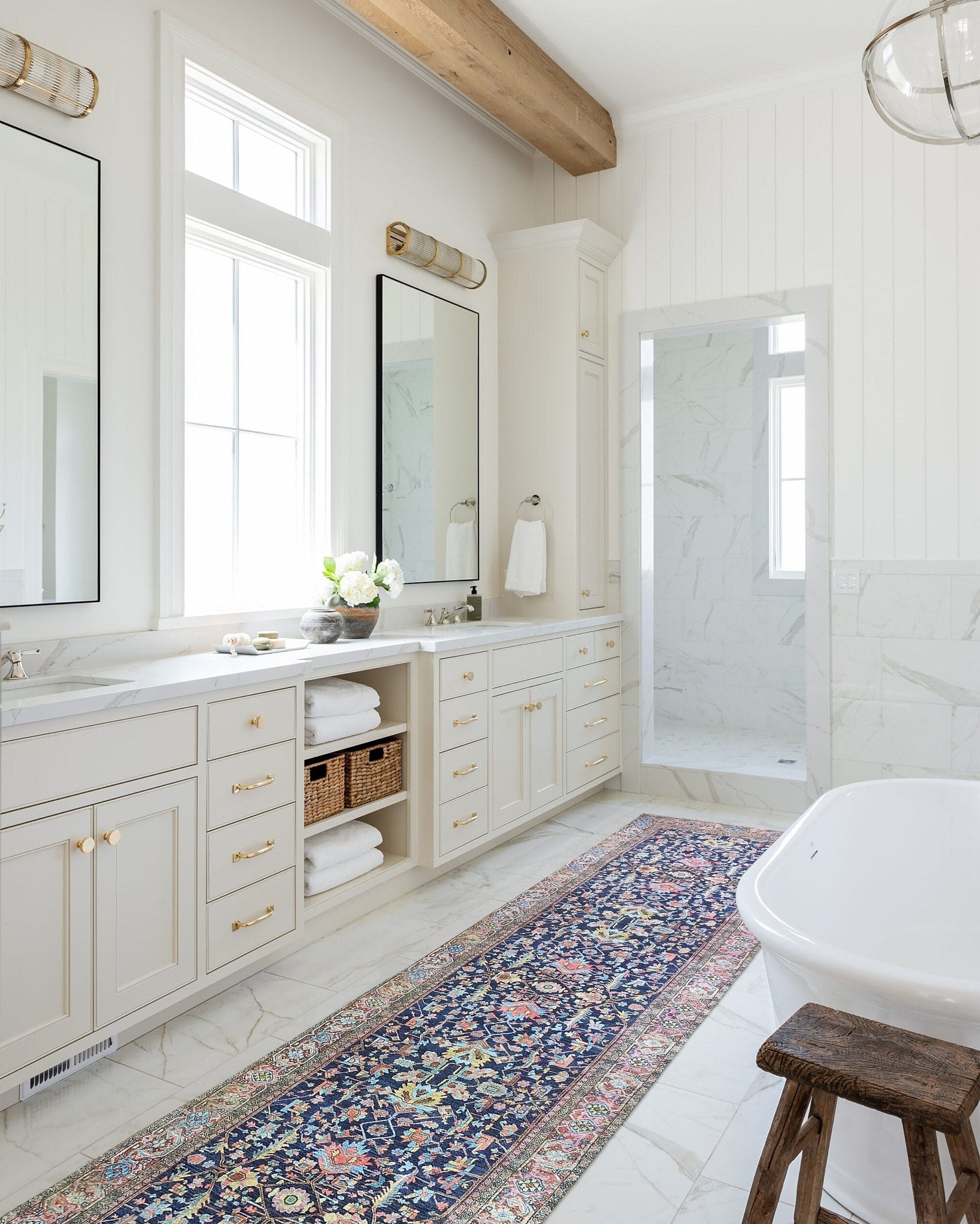 Lala Rug Turkish Navy and Light Blue Rug