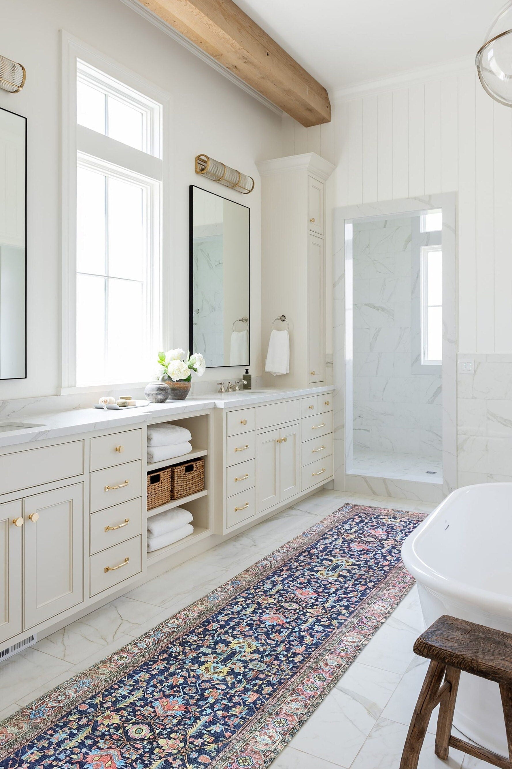 Lala Rug Turkish Navy and Light Blue Rug