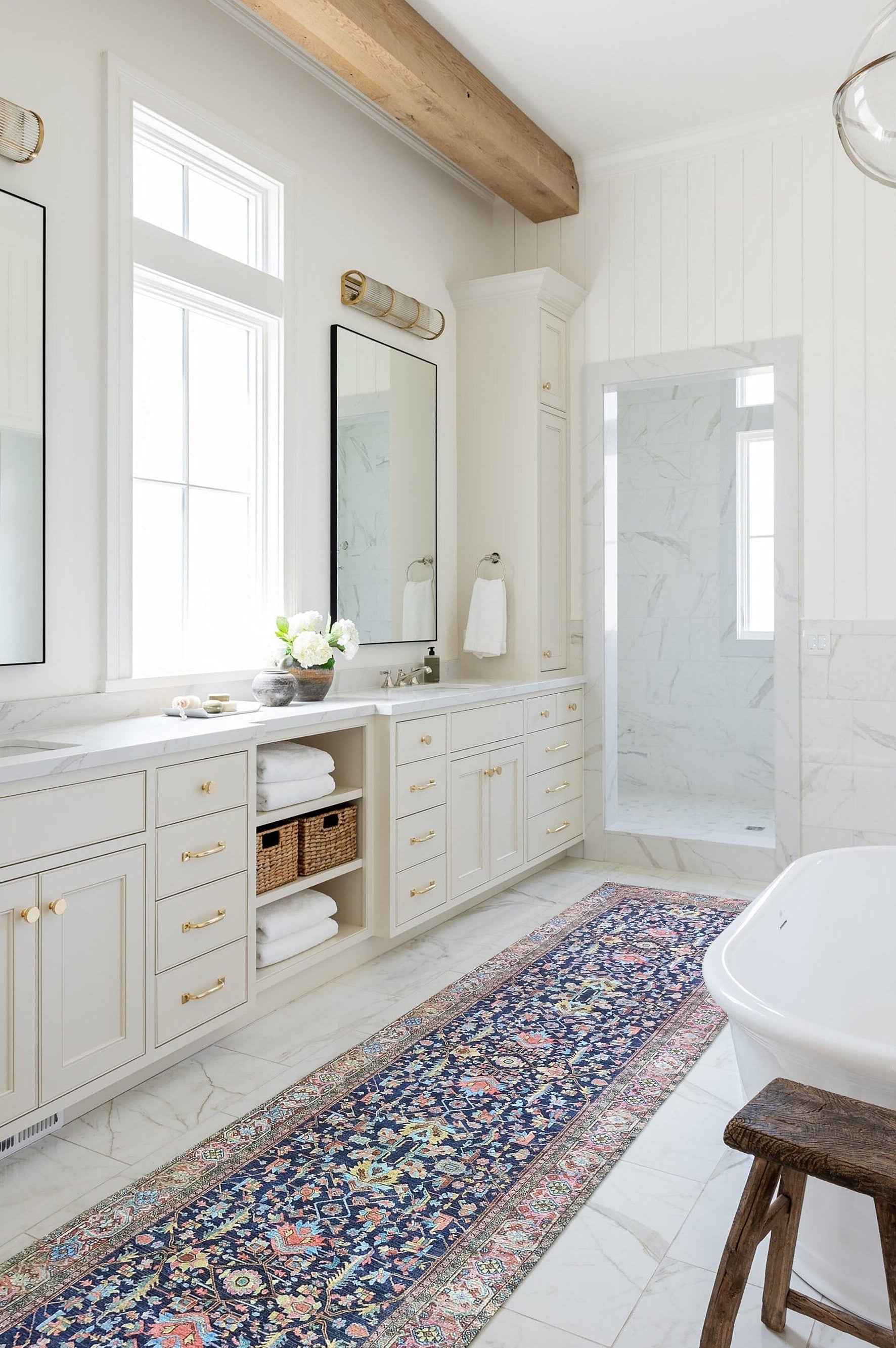 Lala Rug Turkish Navy and Light Blue Rug