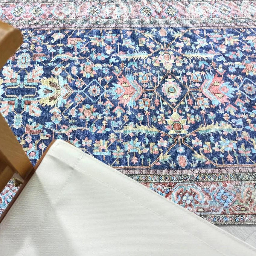 Lala Rug Turkish Navy and Light Blue Rug