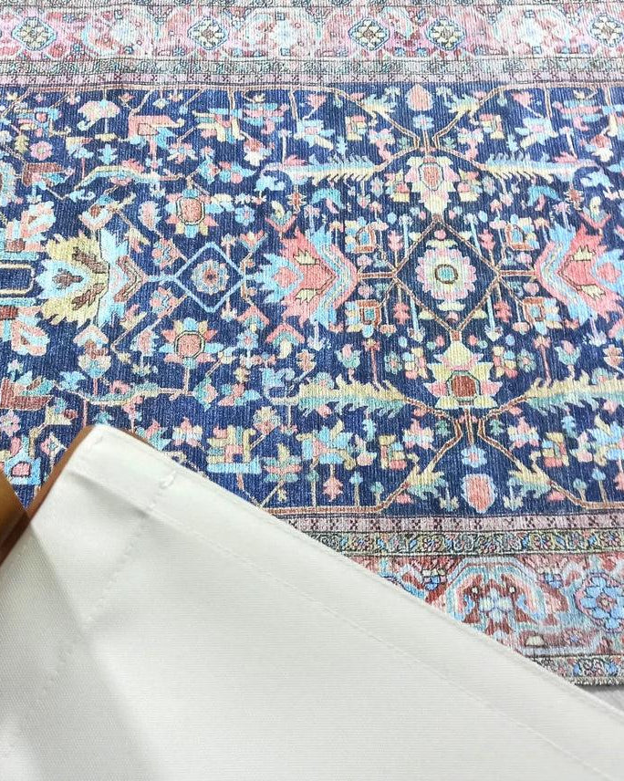 Lala Rug Turkish Navy and Light Blue Rug