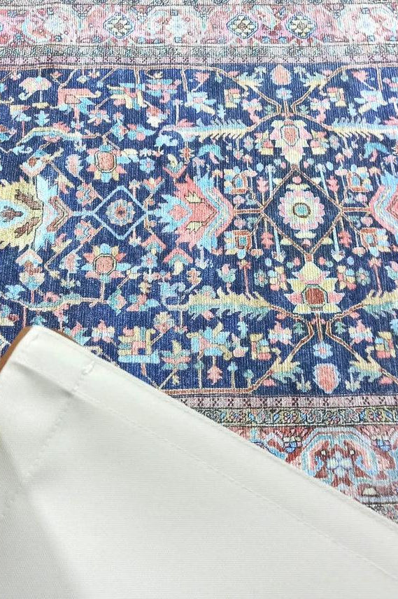 Lala Rug Turkish Navy and Light Blue Rug