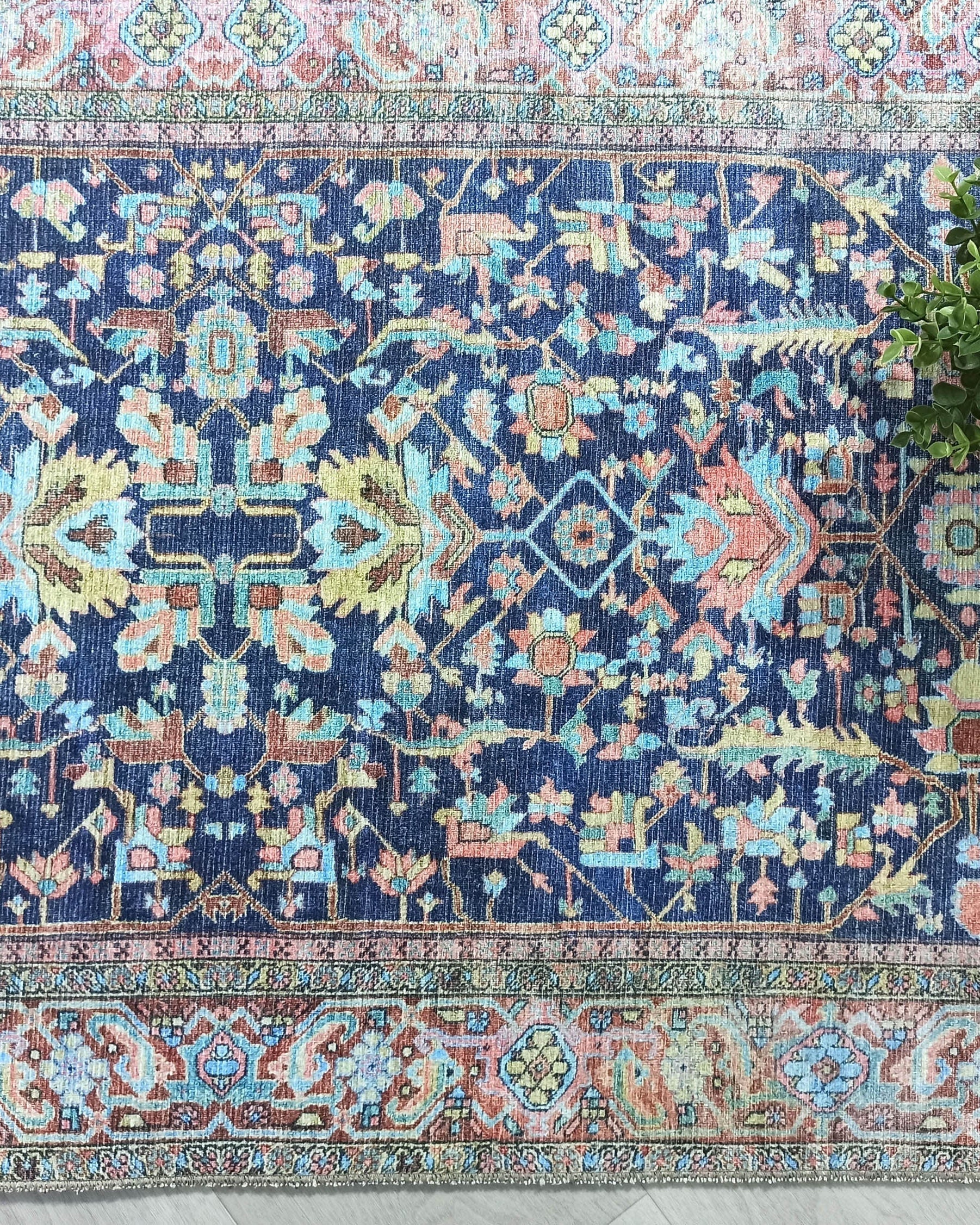 Lala Rug Turkish Navy and Light Blue Rug