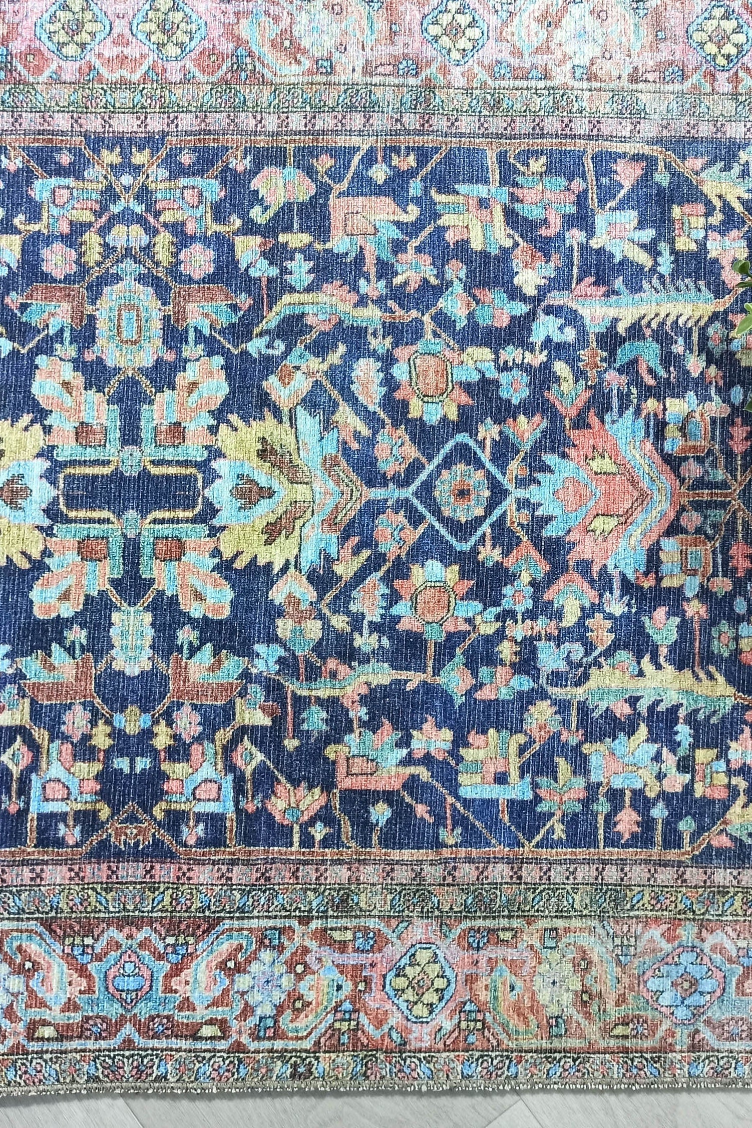 Lala Rug Turkish Navy and Light Blue Rug