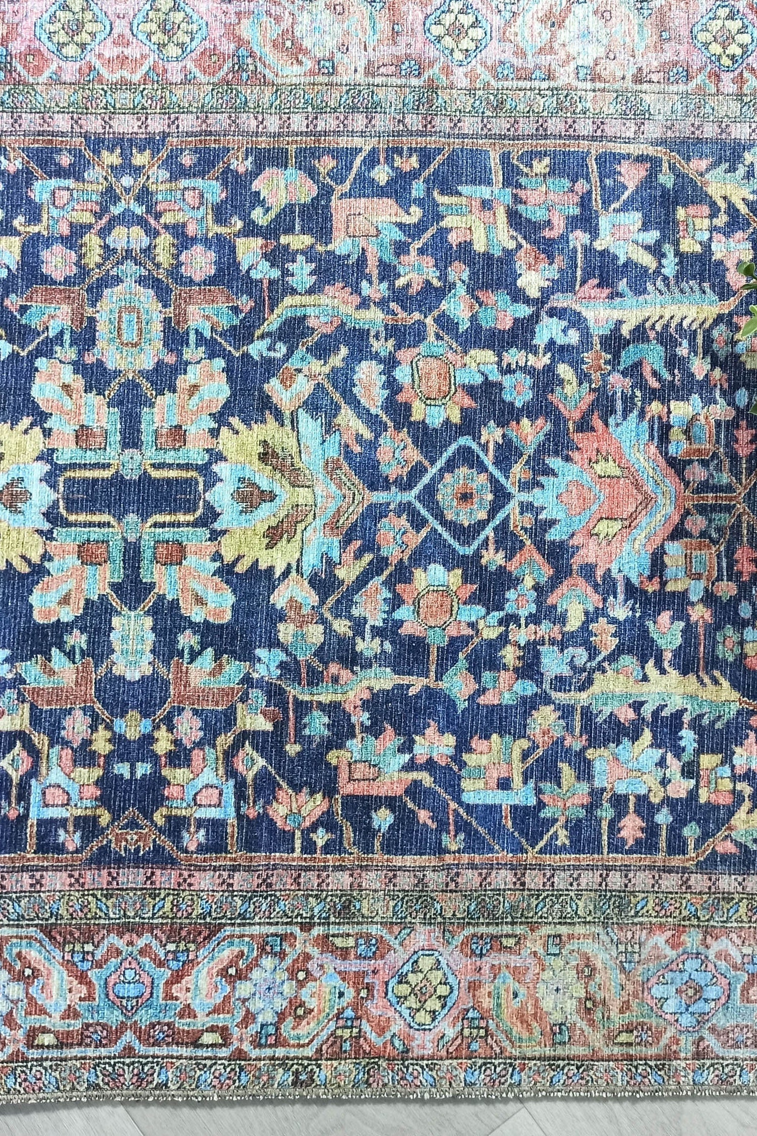 Lala Rug Turkish Navy and Light Blue Rug