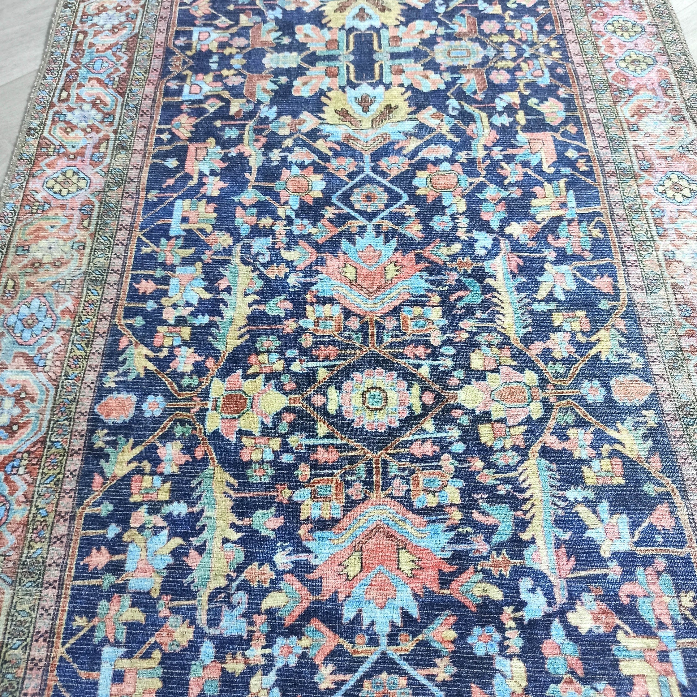 Lala Rug Turkish Navy and Light Blue Rug