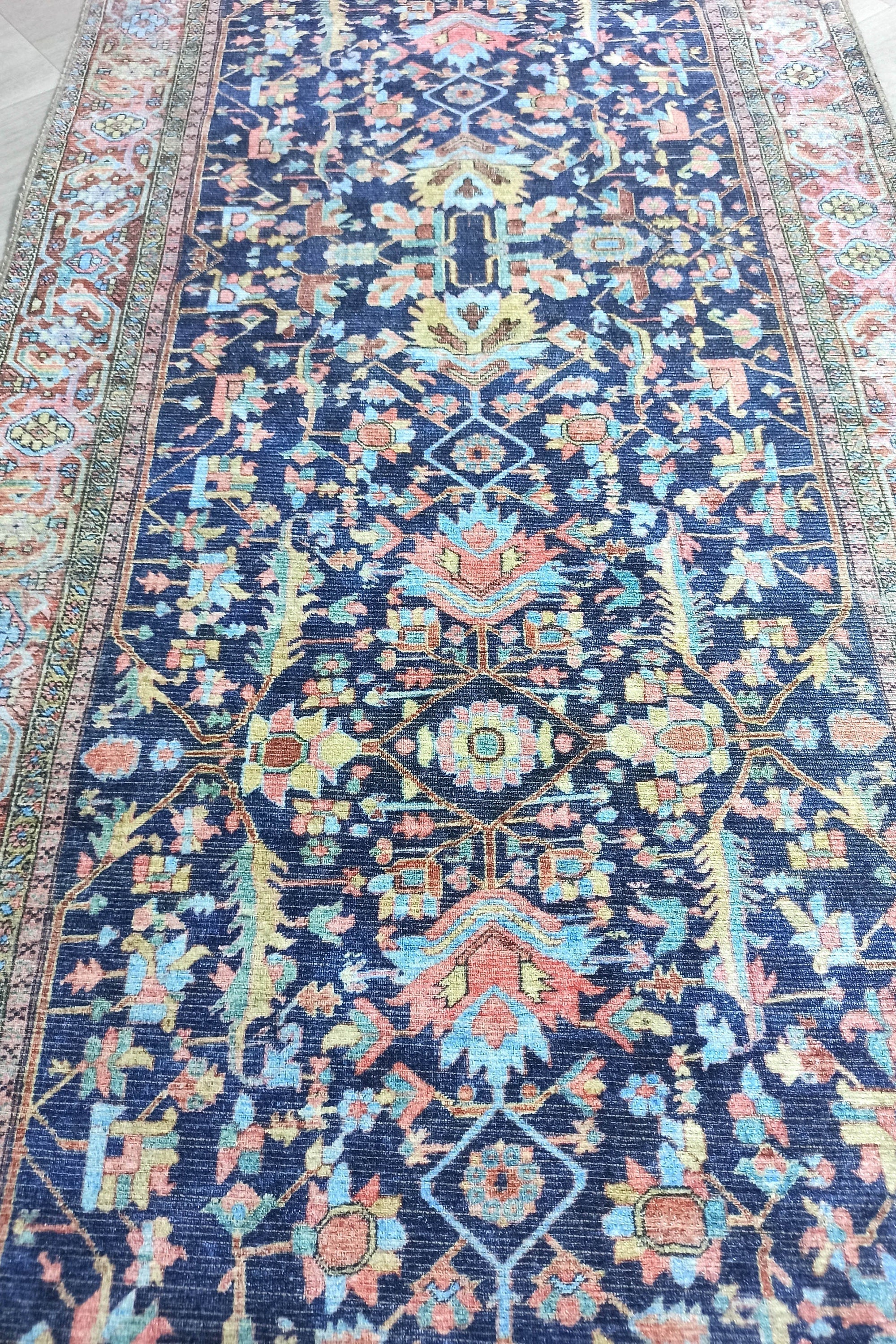 Lala Rug Turkish Navy and Light Blue Rug
