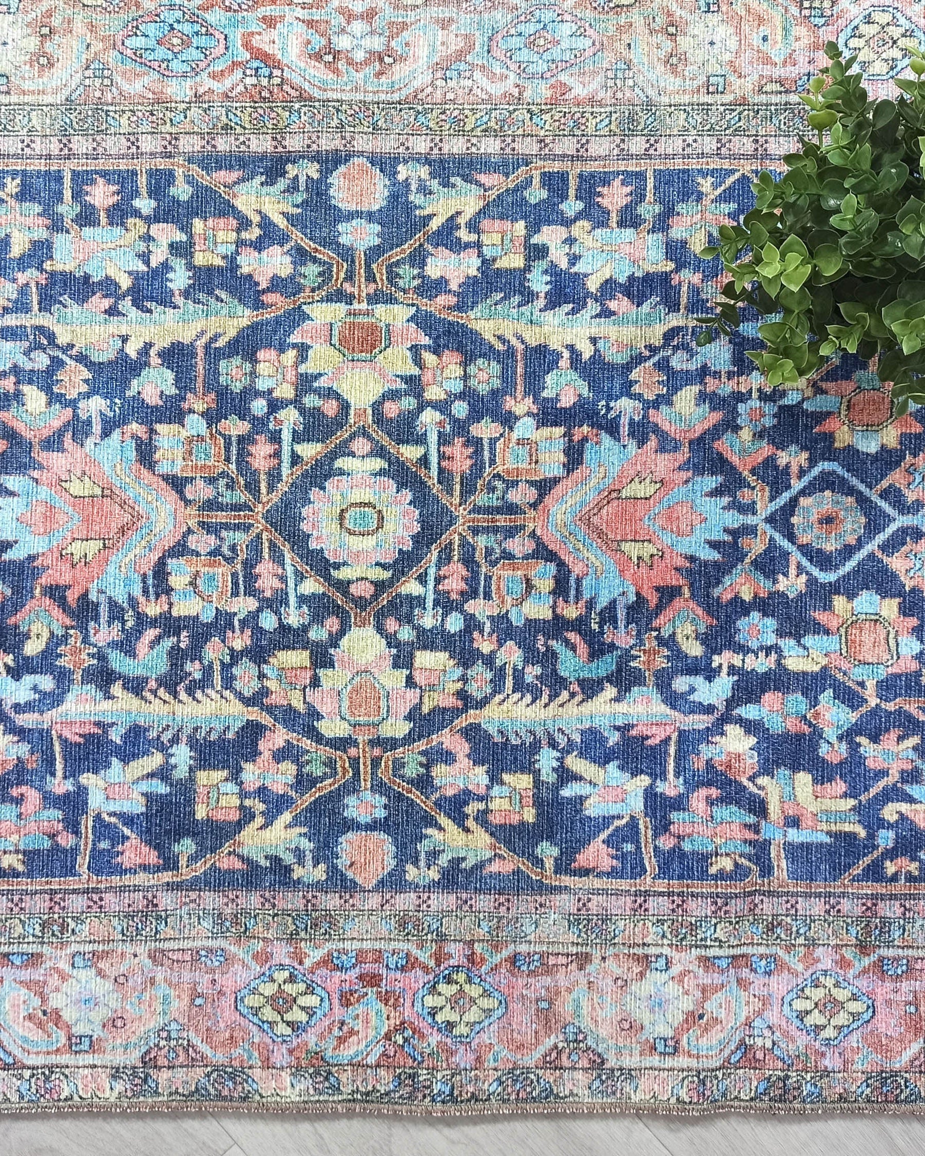 Lala Rug Turkish Navy and Light Blue Rug