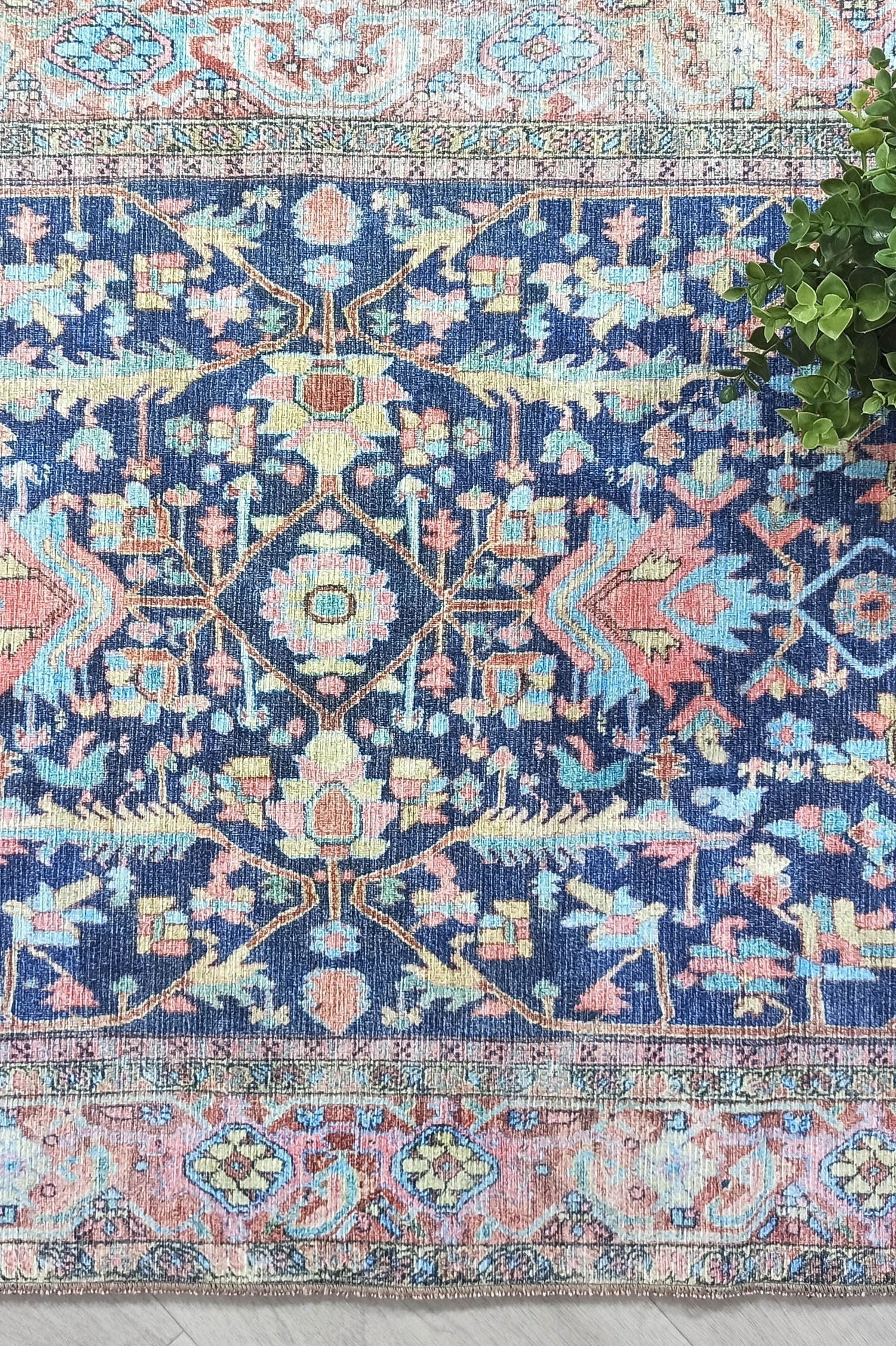 Lala Rug Turkish Navy and Light Blue Rug