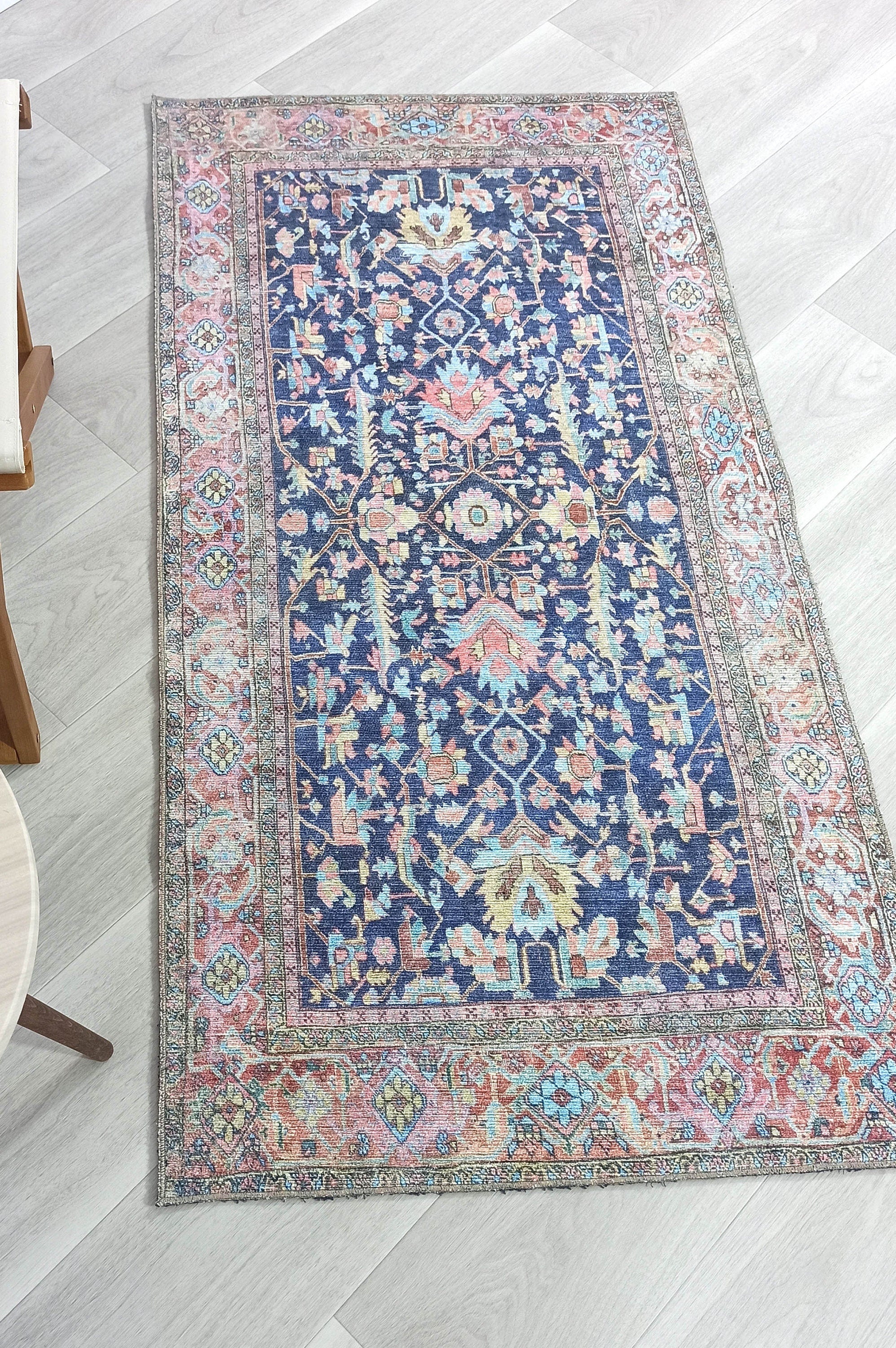 Lala Rug Turkish Navy and Light Blue Rug