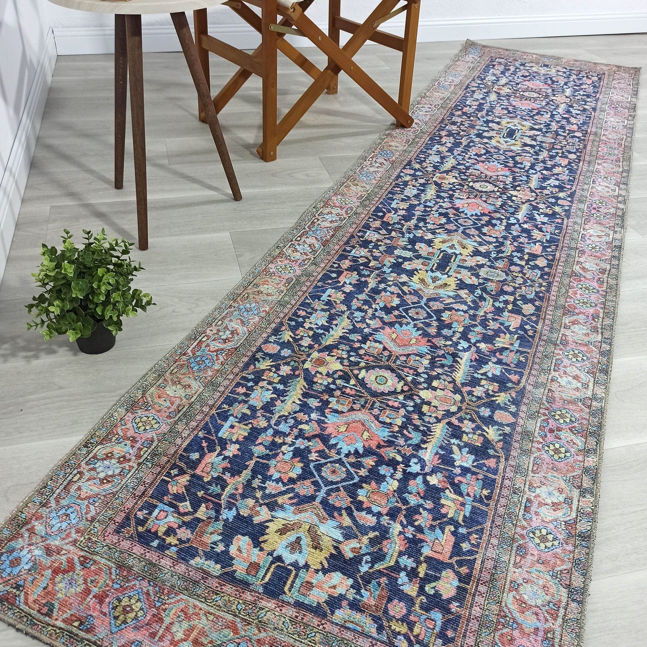 Lala Rug Turkish Navy and Light Blue Rug