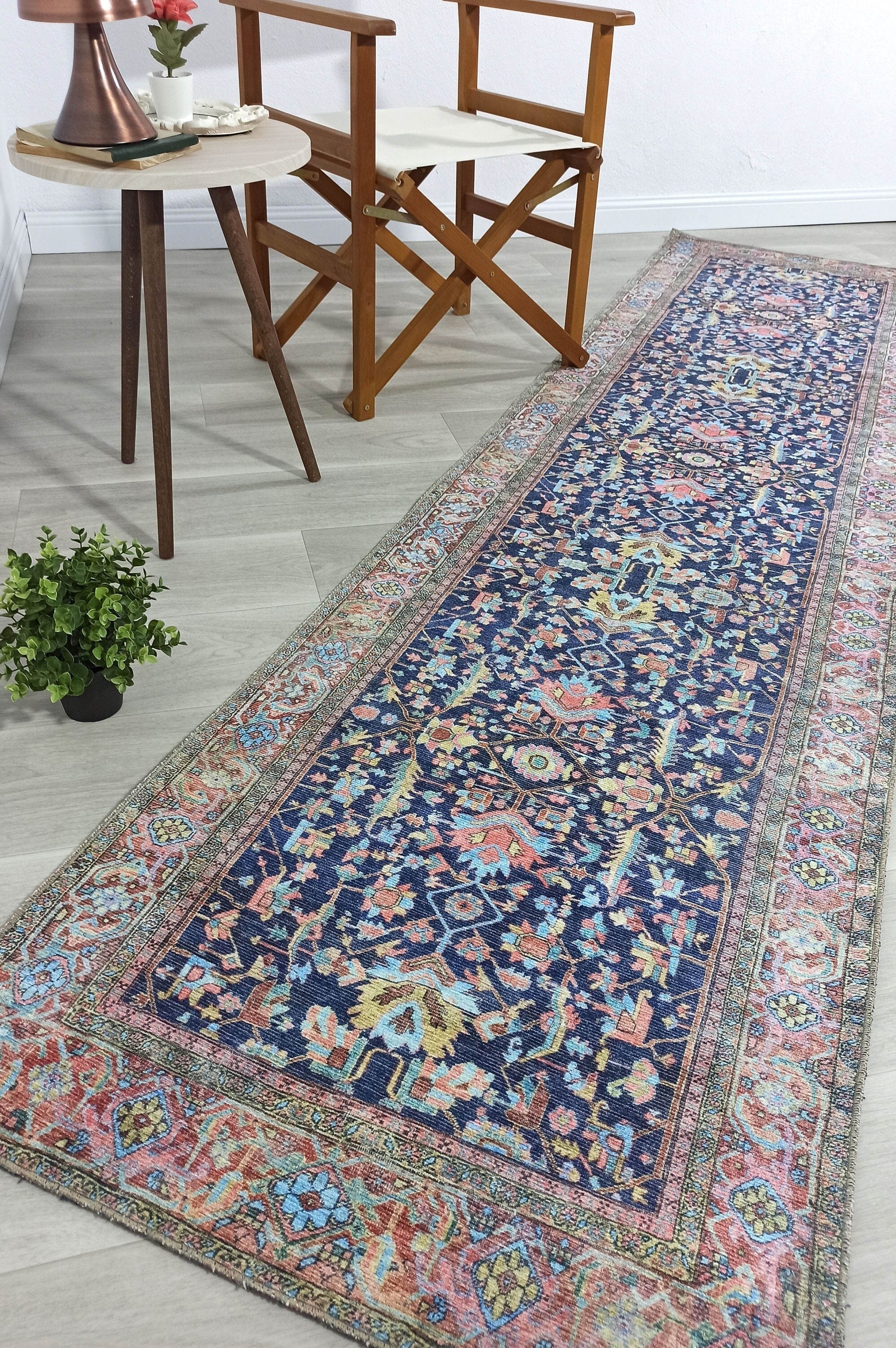 Lala Rug Turkish Navy and Light Blue Rug