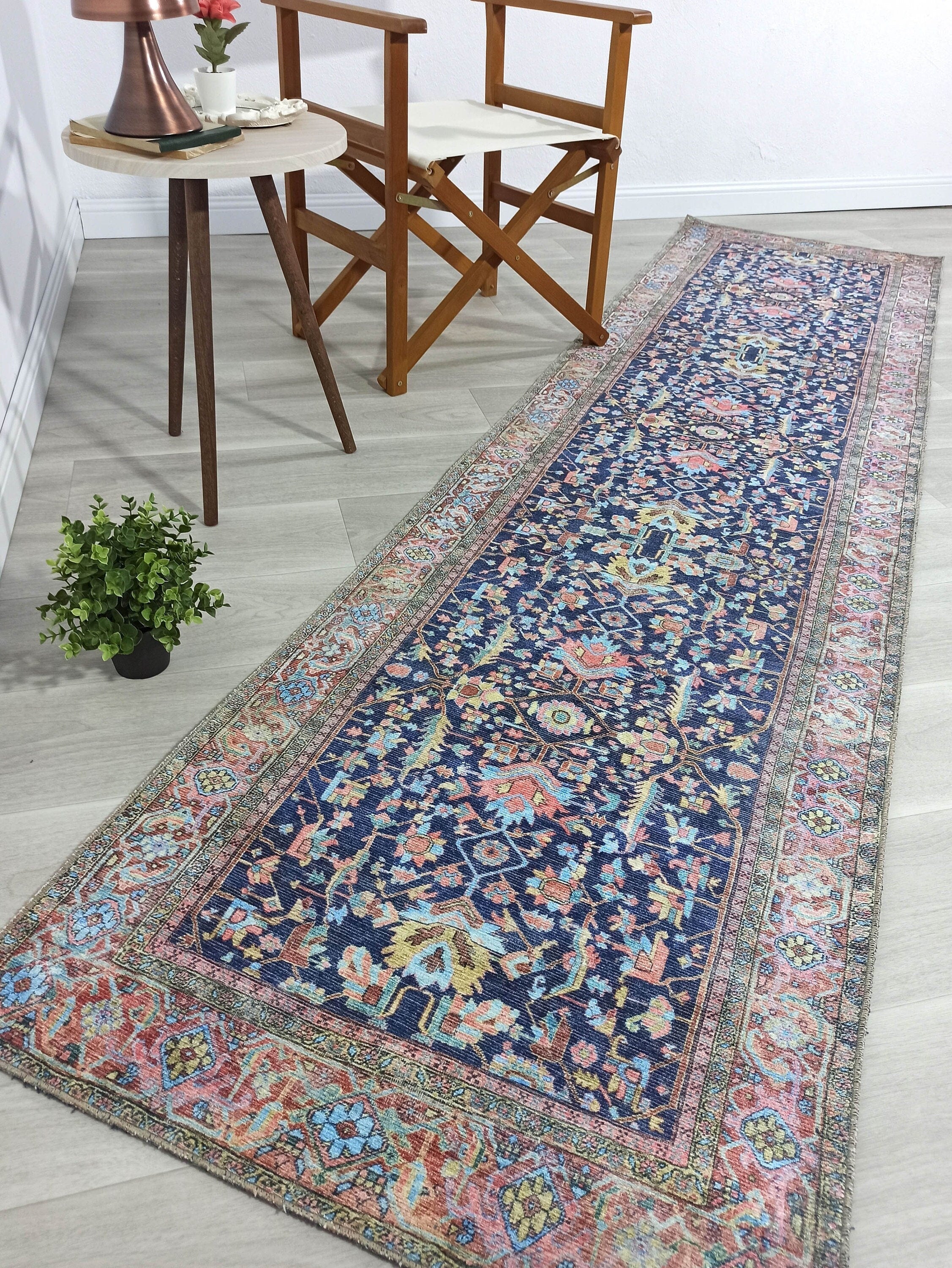 Lala Rug Turkish Navy and Light Blue Rug