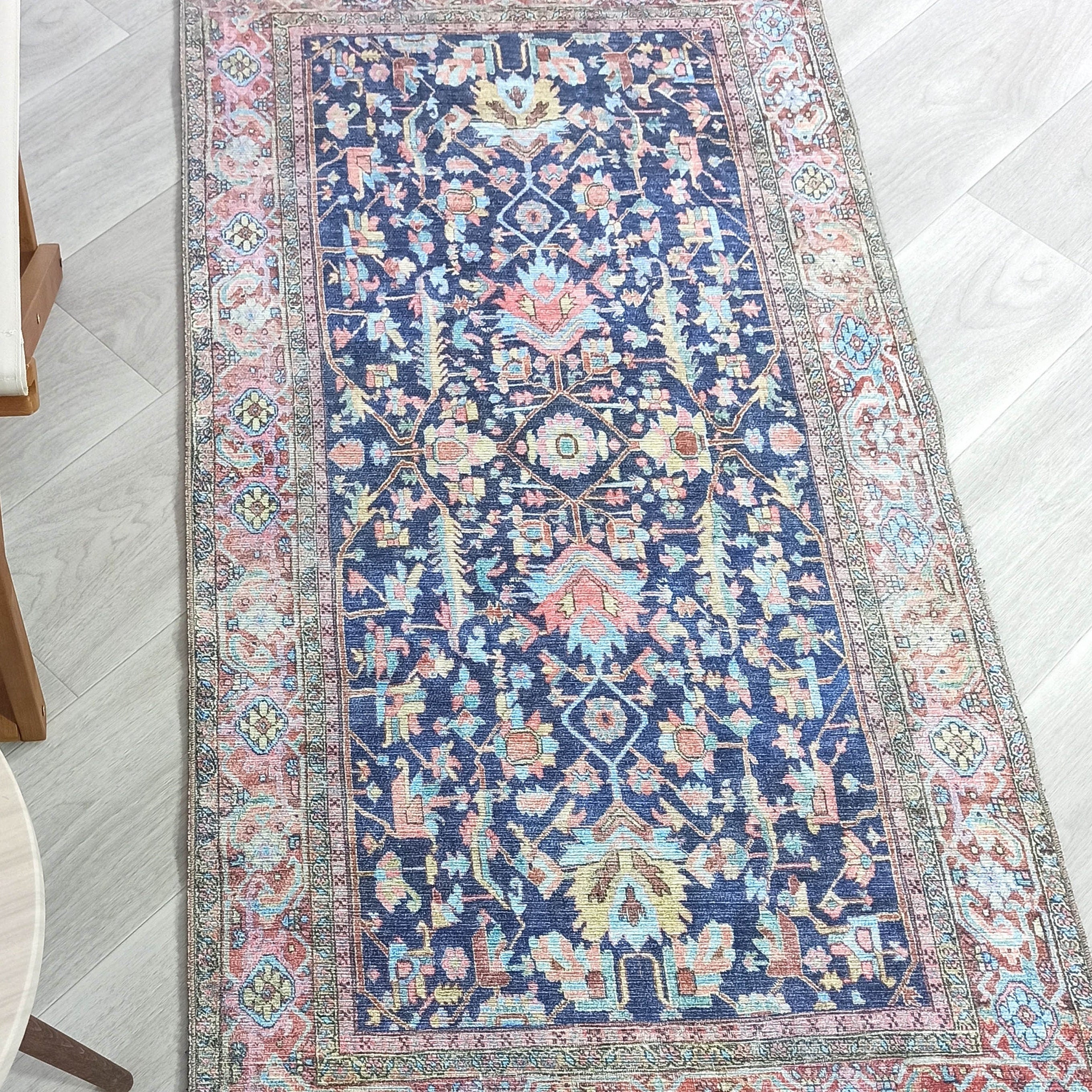 Lala Rug Turkish Navy and Light Blue Rug