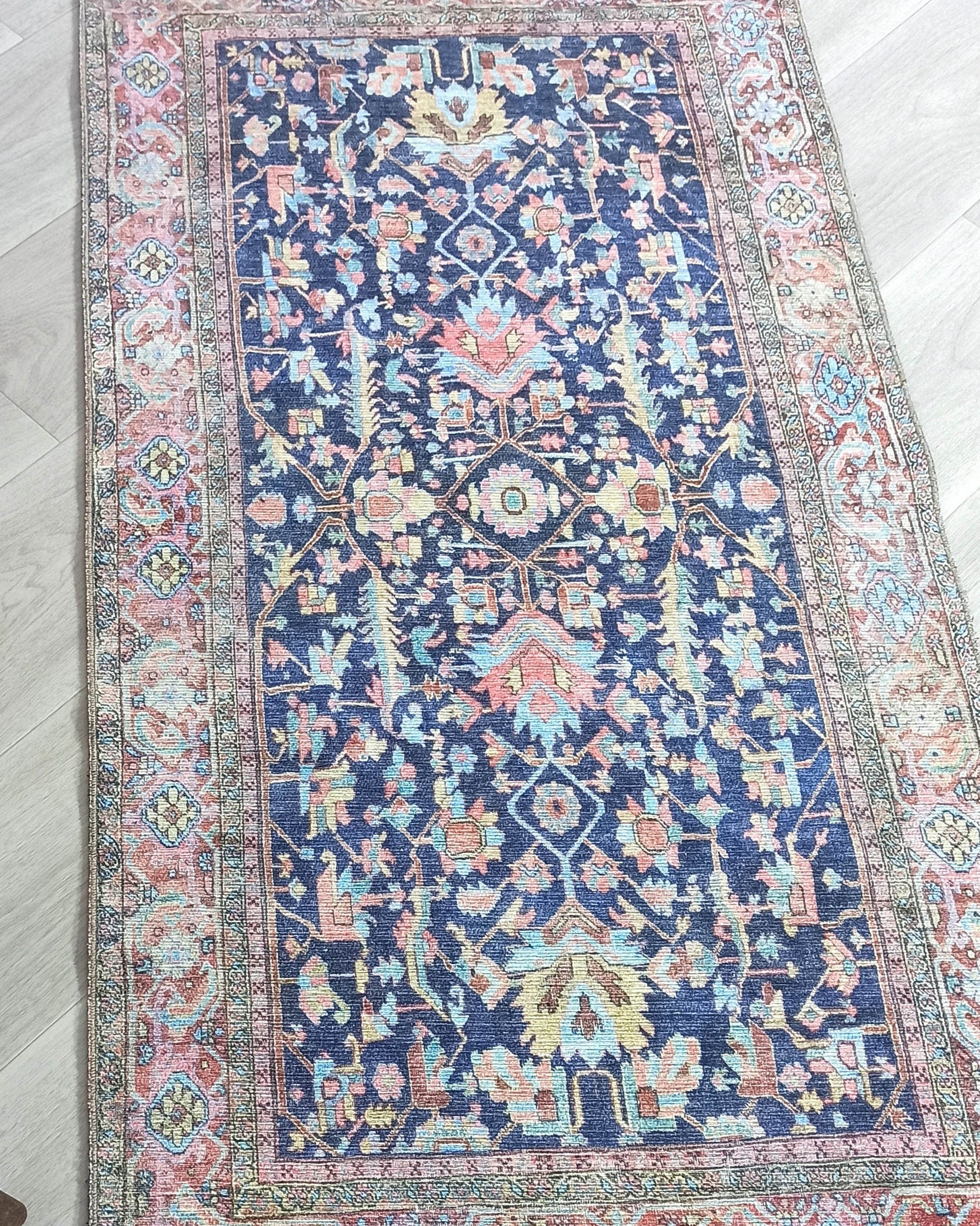 Lala Rug Turkish Navy and Light Blue Rug