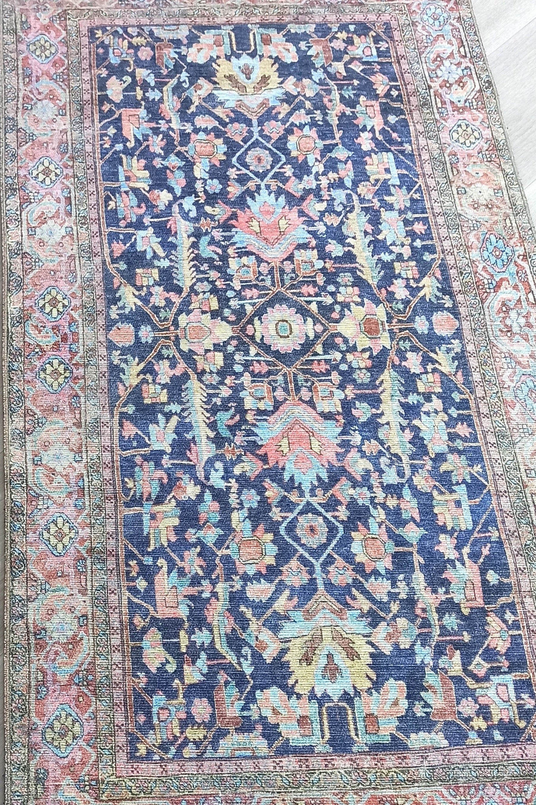 Lala Rug Turkish Navy and Light Blue Rug