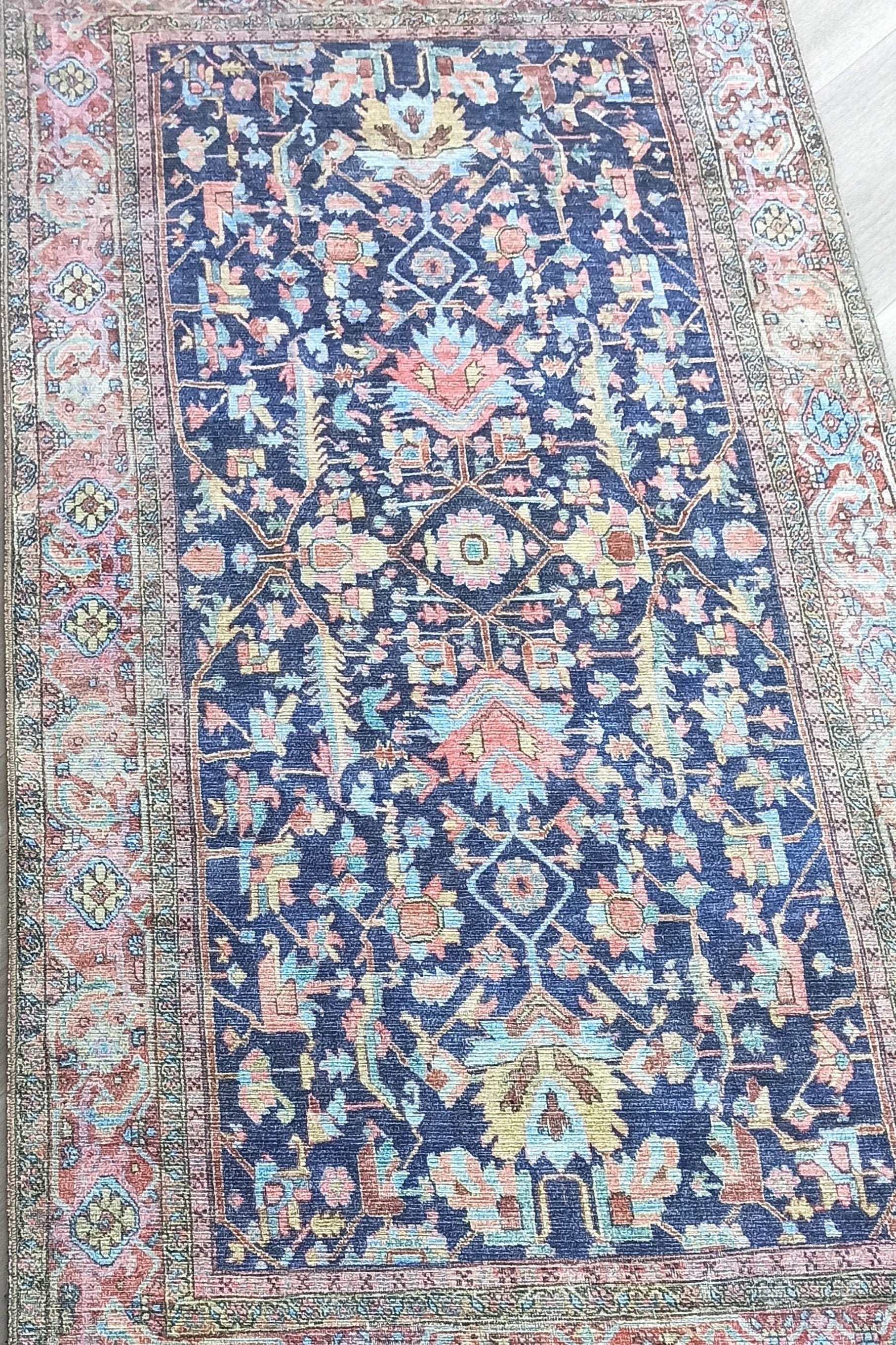 Lala Rug Turkish Navy and Light Blue Rug