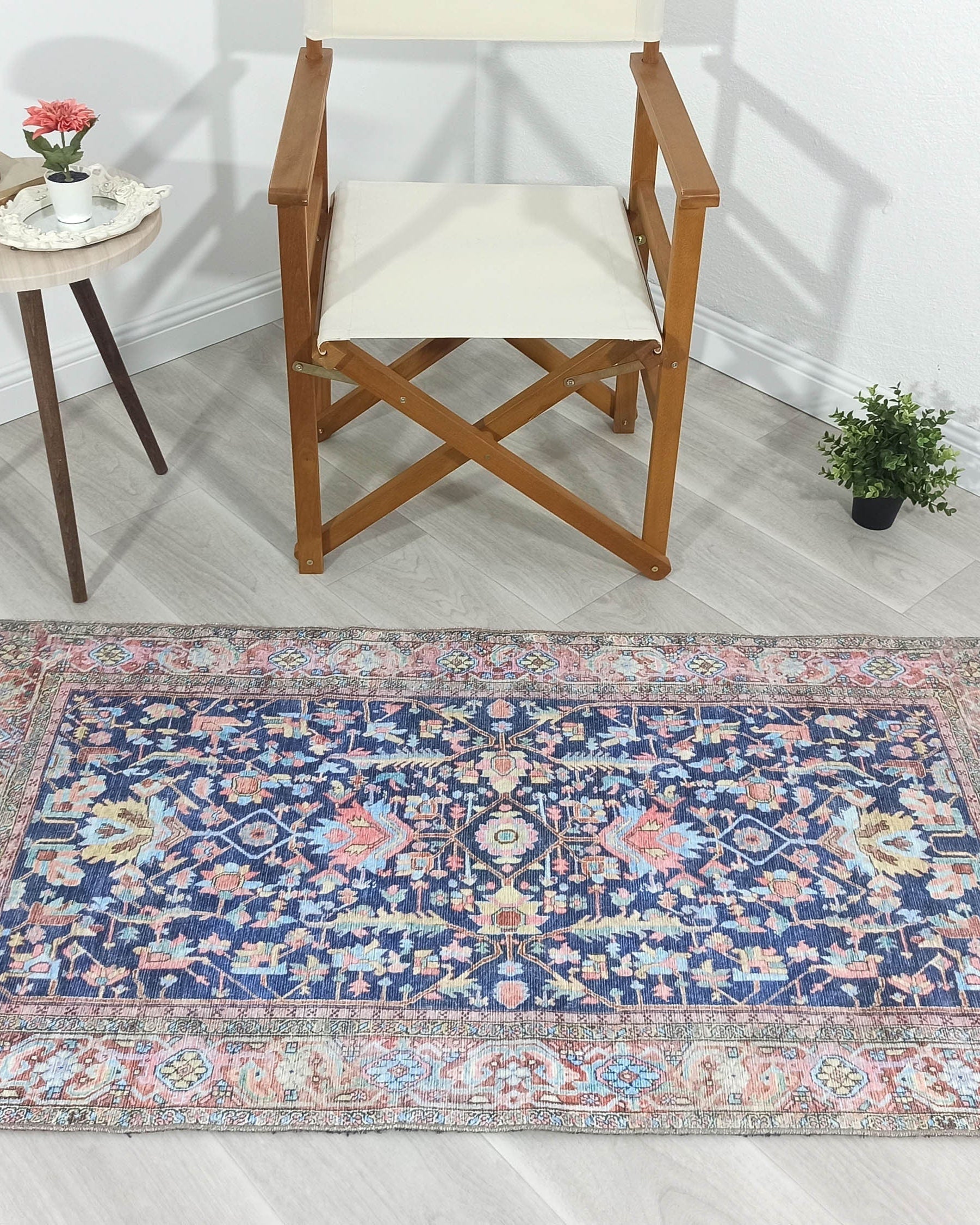 Lala Rug Turkish Navy and Light Blue Rug