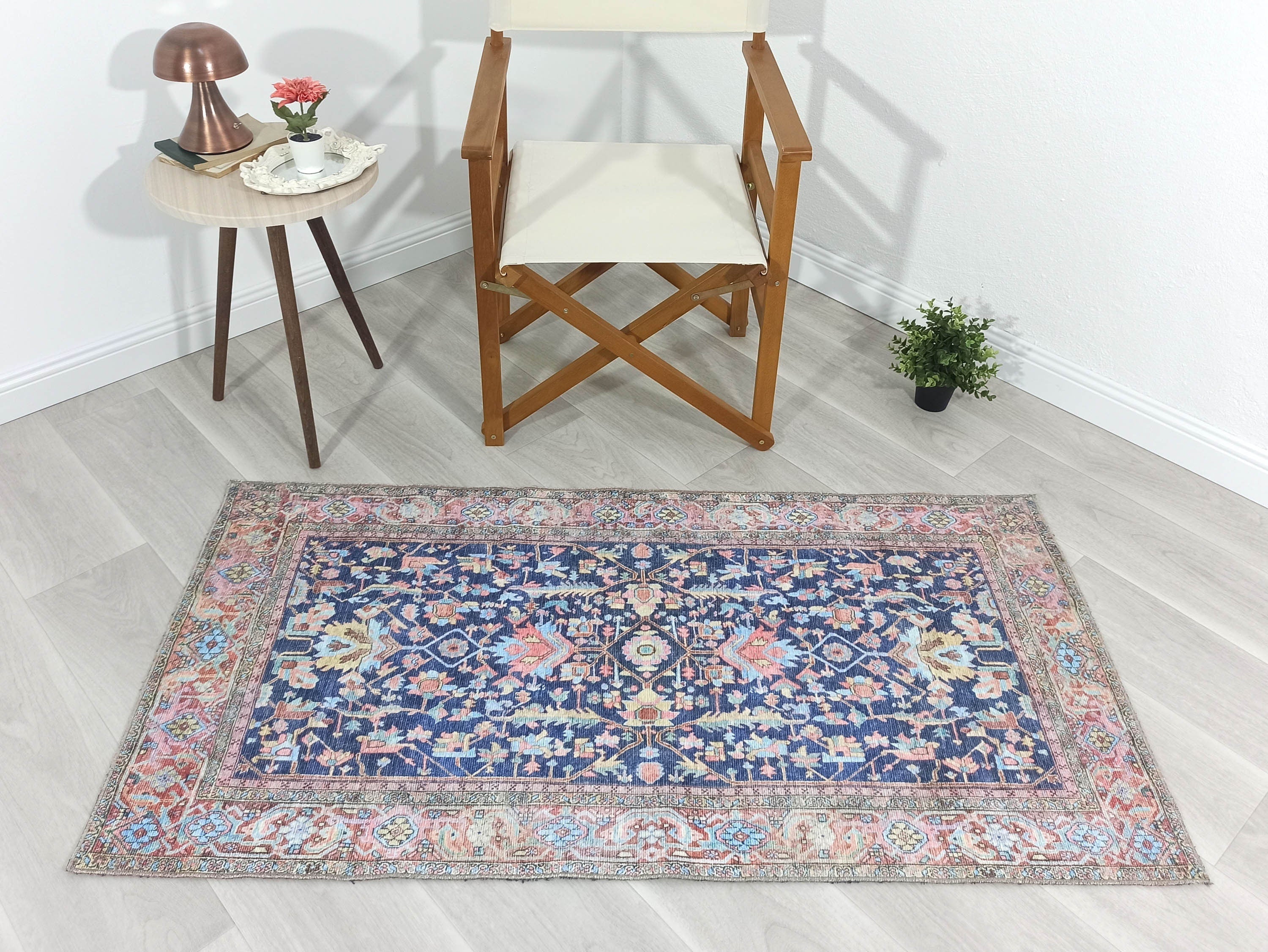 Lala Rug Turkish Navy and Light Blue Rug