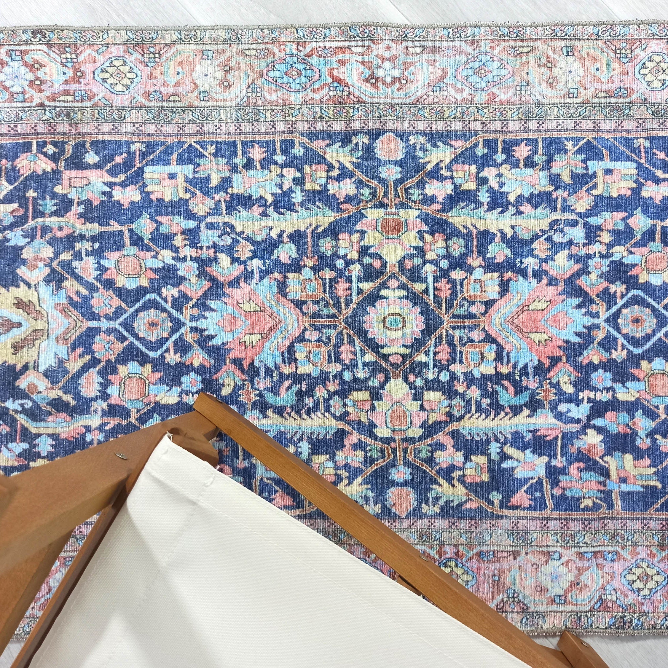 Lala Rug Turkish Navy and Light Blue Rug