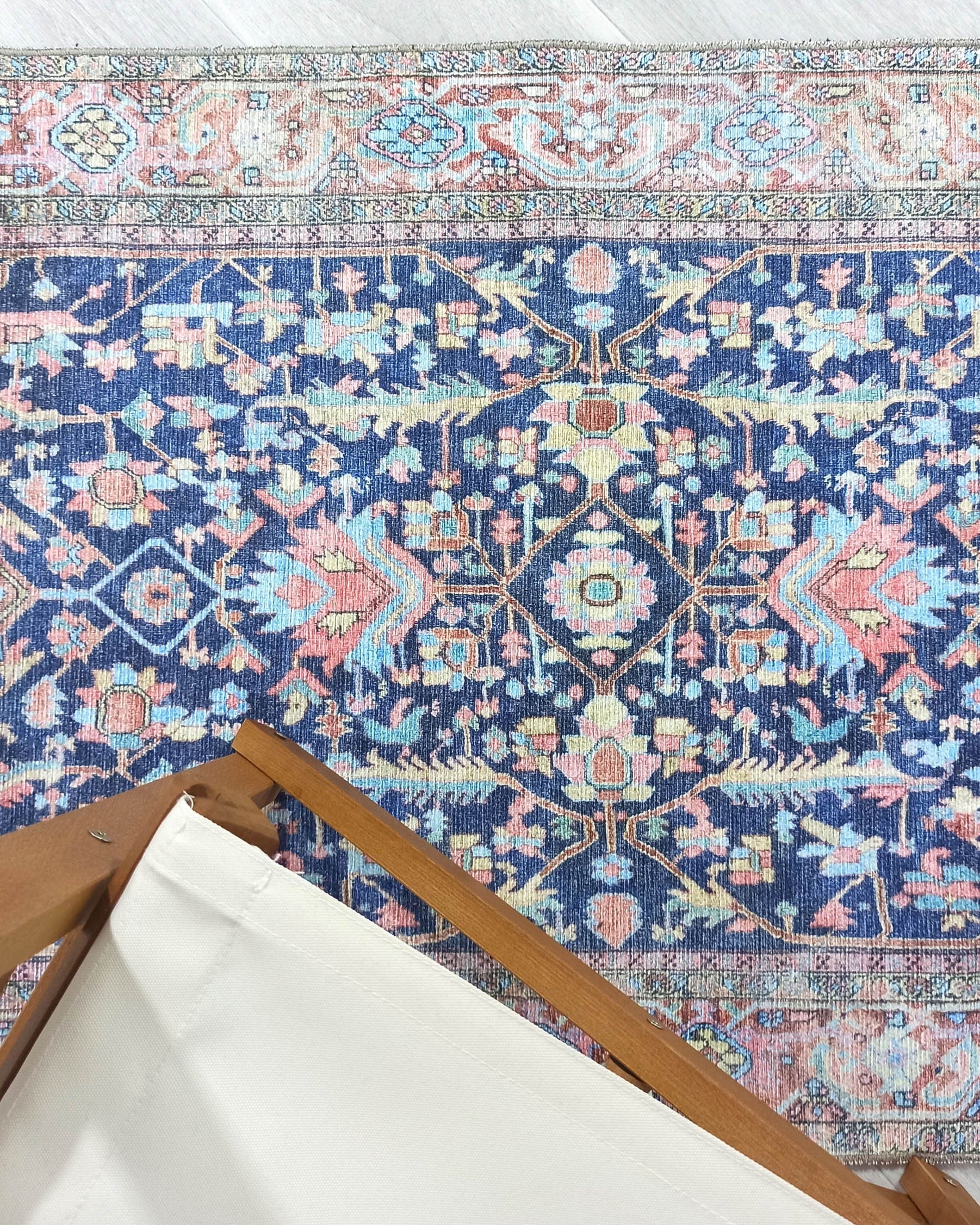 Lala Rug Turkish Navy and Light Blue Rug