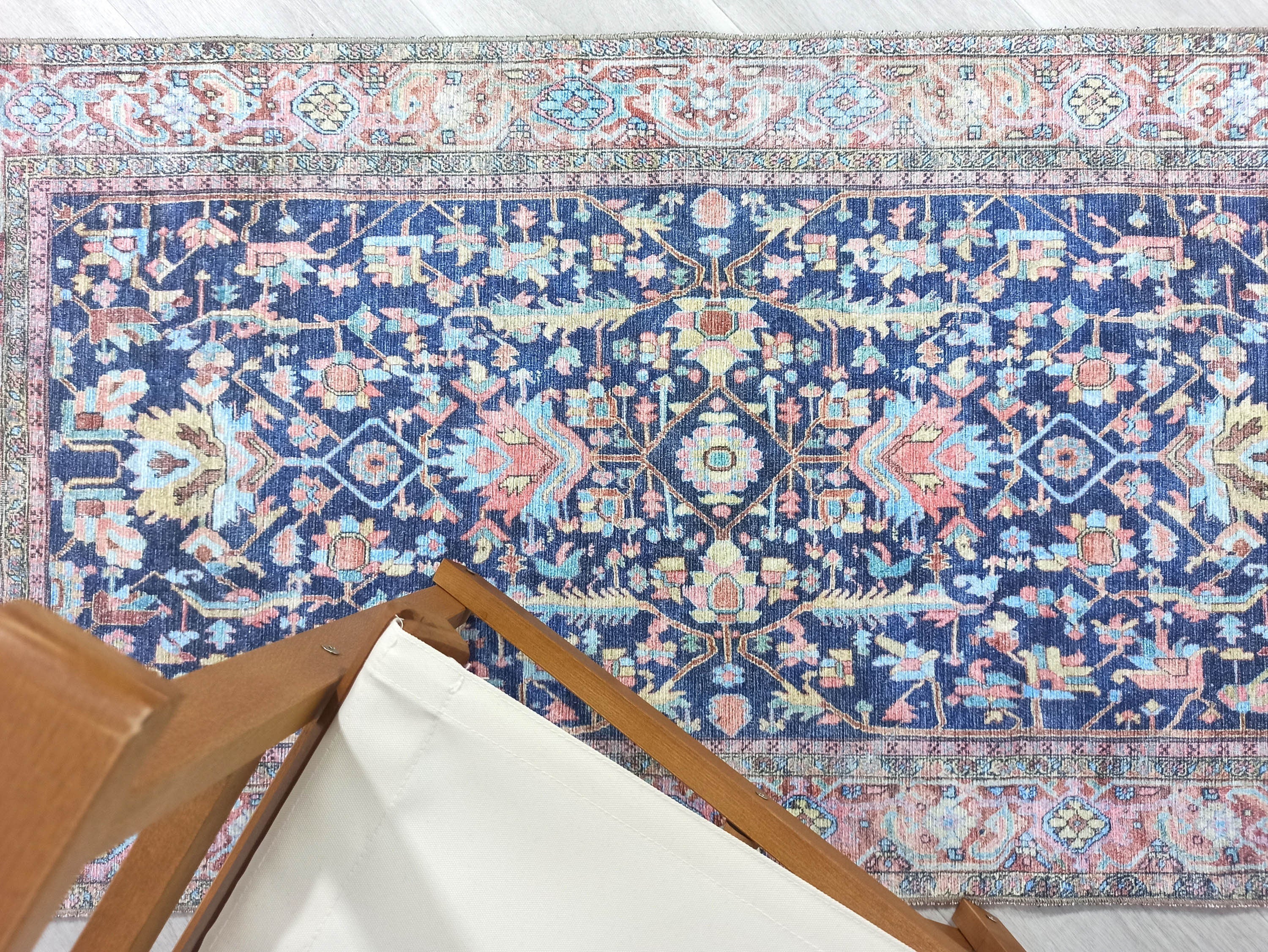 Lala Rug Turkish Navy and Light Blue Rug