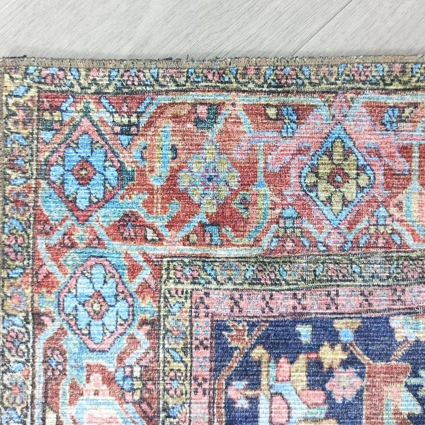 Lala Rug Turkish Navy and Light Blue Rug