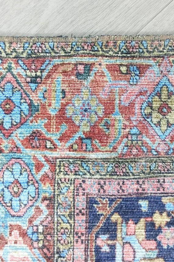 Lala Rug Turkish Navy and Light Blue Rug