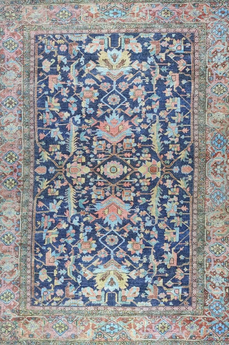 Lala Rug Turkish Navy and Light Blue Rug