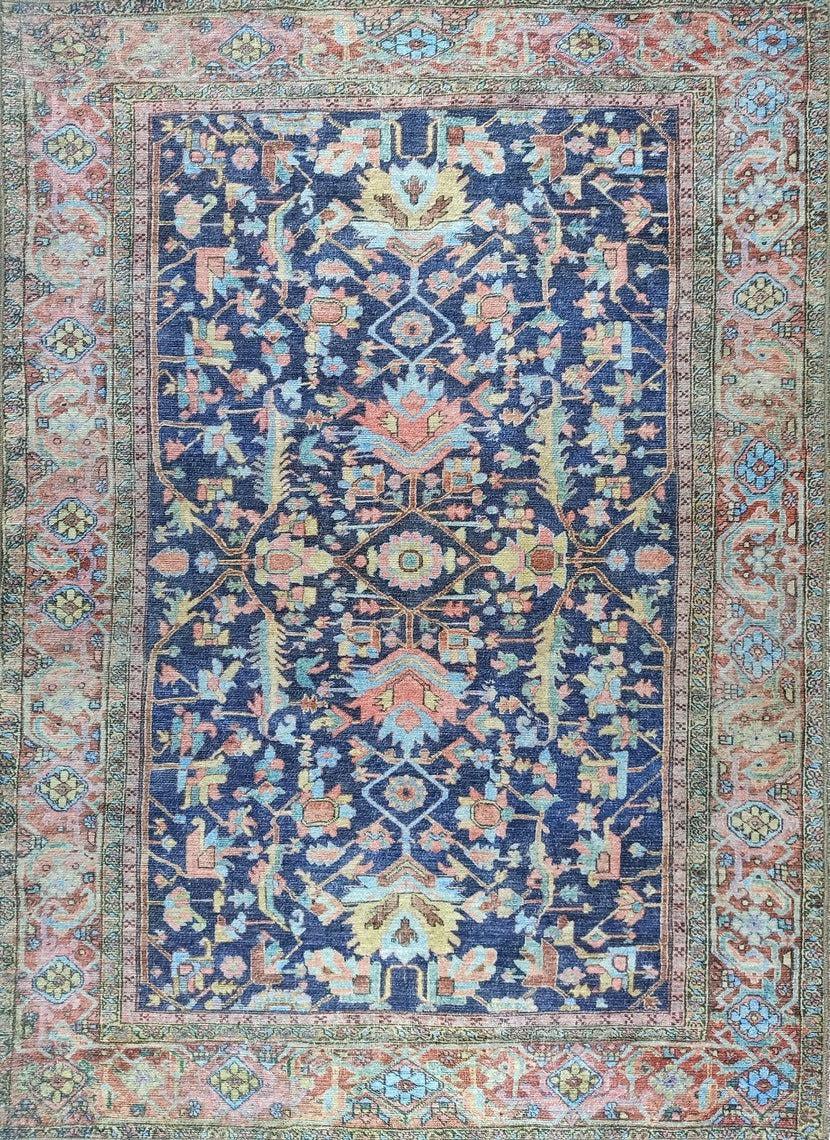Lala Rug Turkish Navy and Light Blue Rug