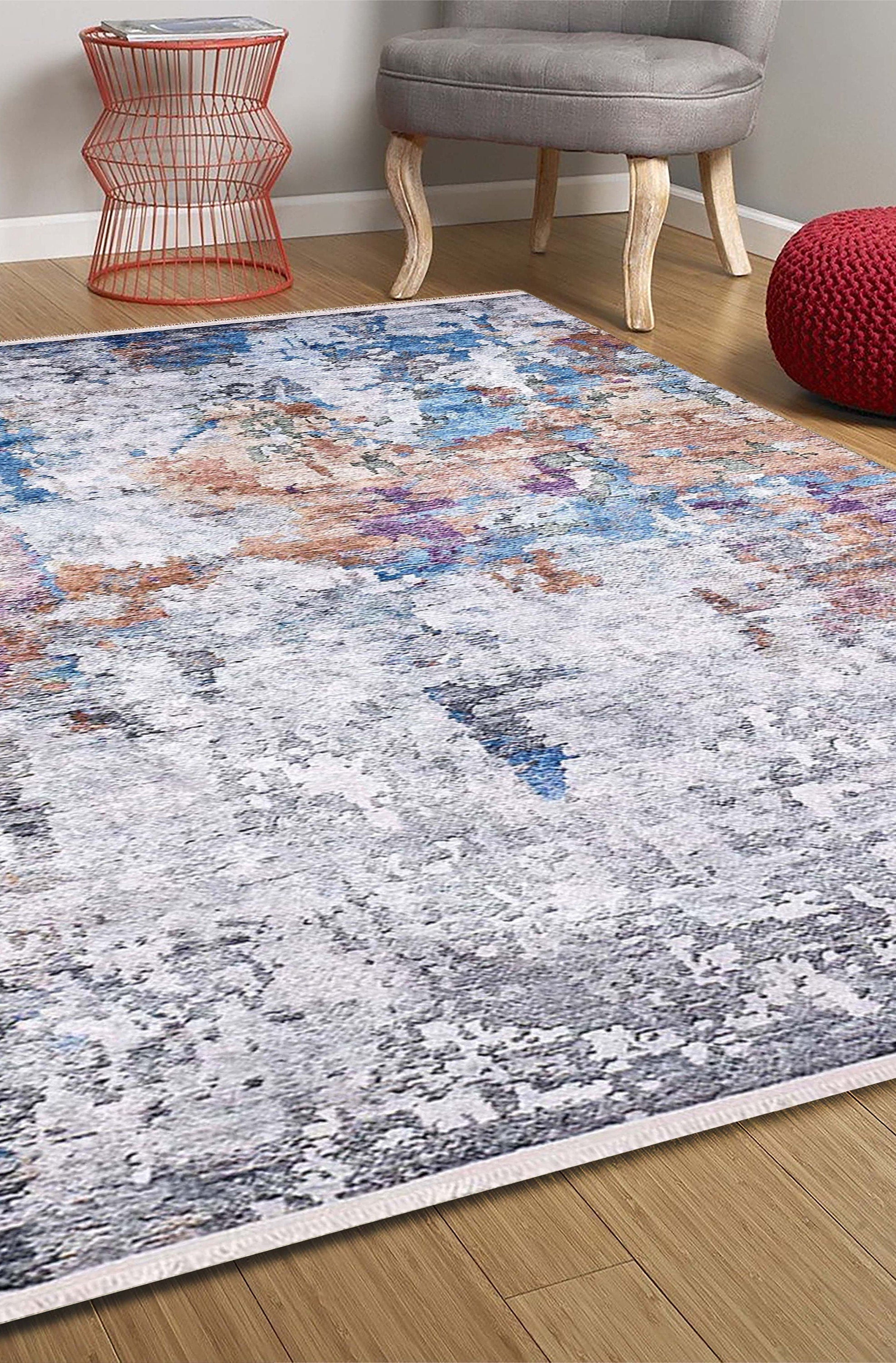Lama Abstract Modern Gray Rug