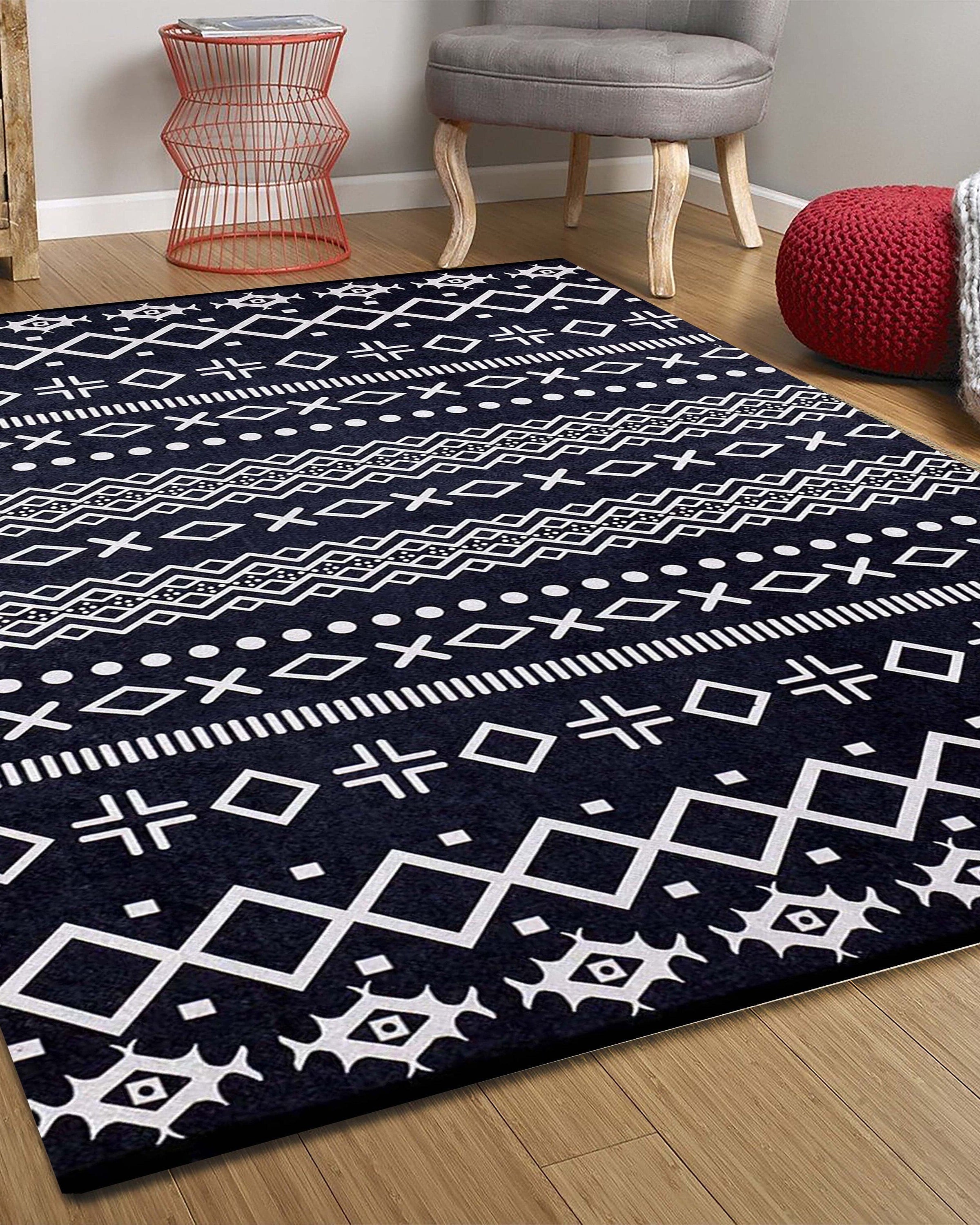 Lana Boho Aztec Black White Rug