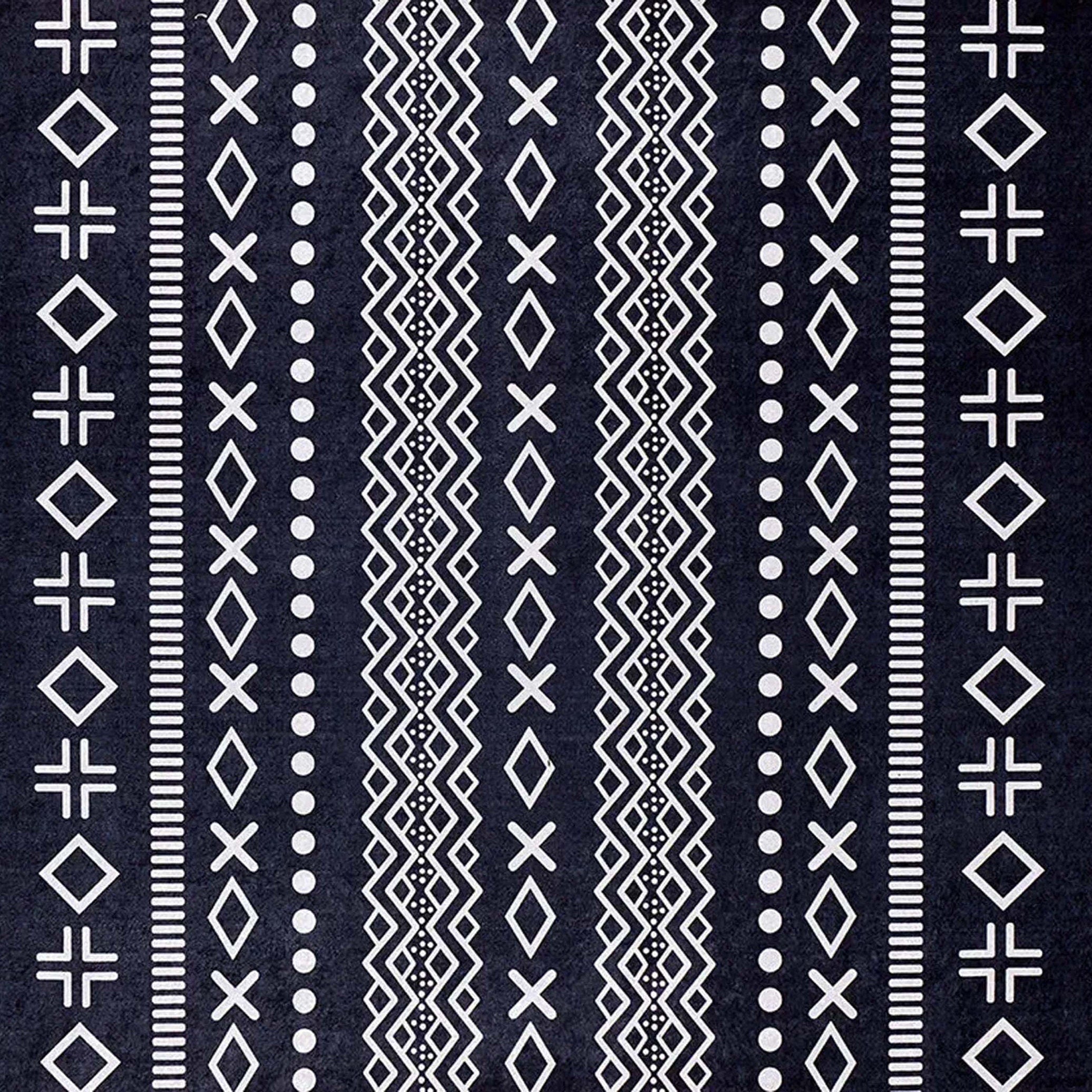 Lana Boho Aztec Black White Rug