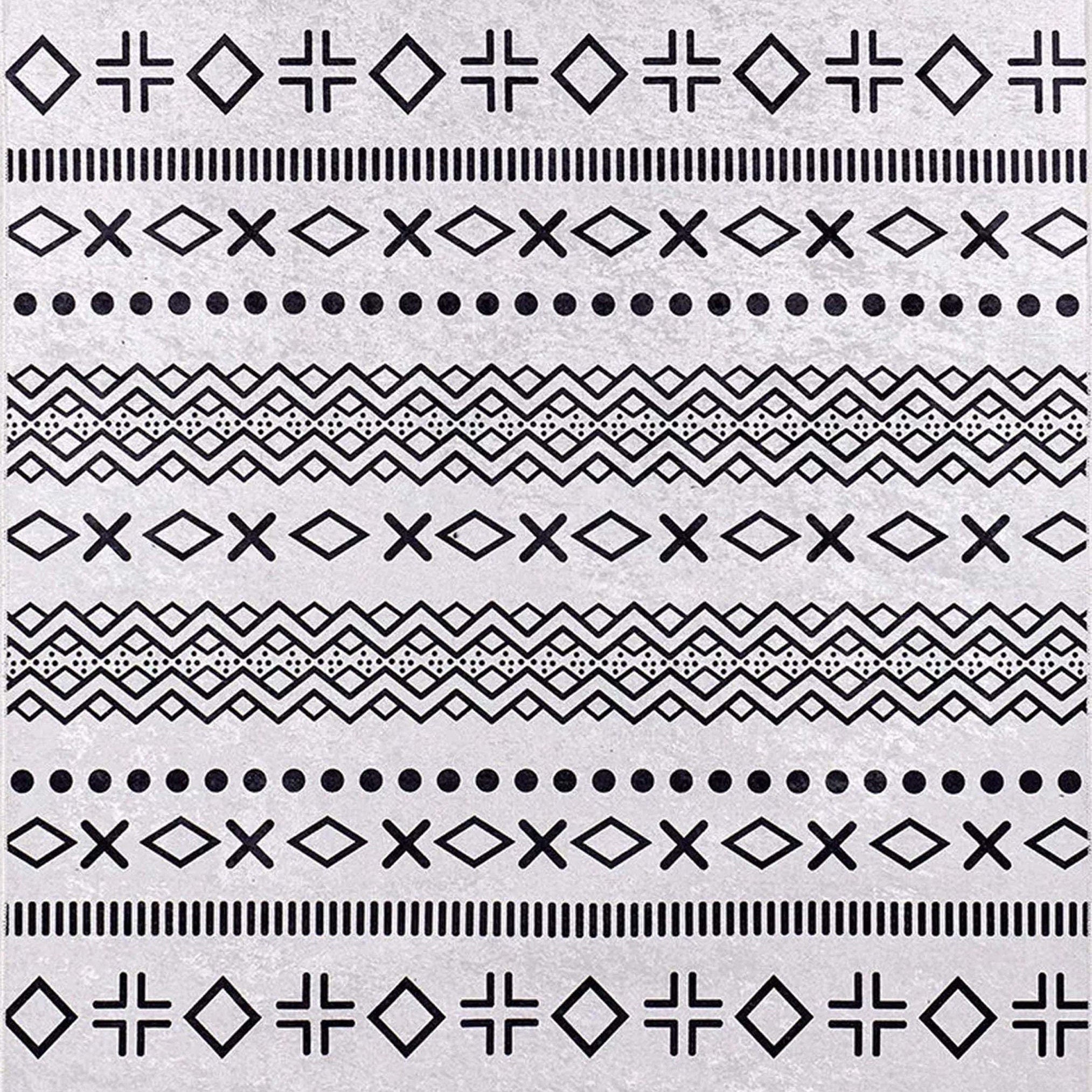 Lana Boho Aztec Black White Rug