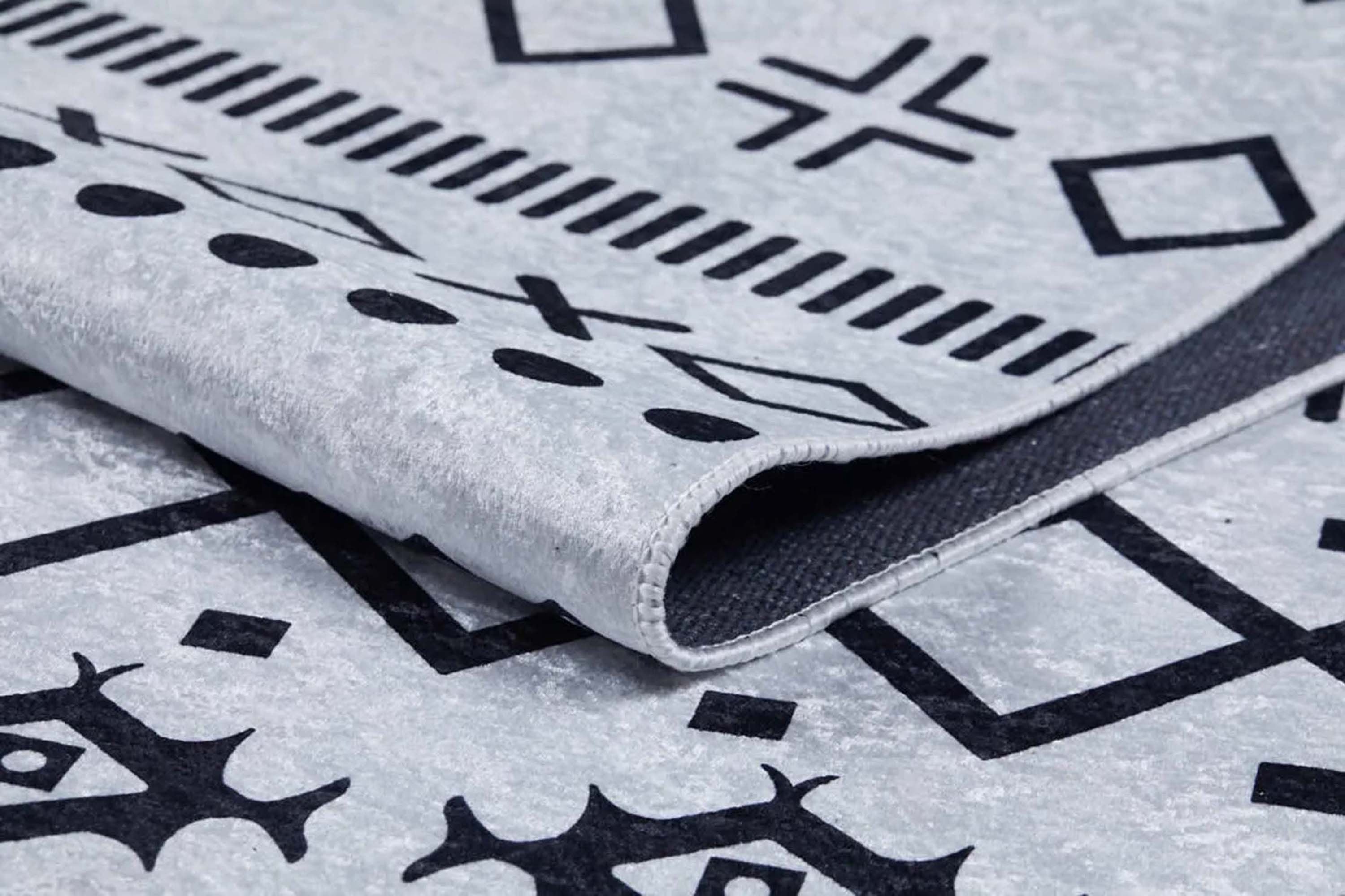 Lana Boho Aztec Black White Rug