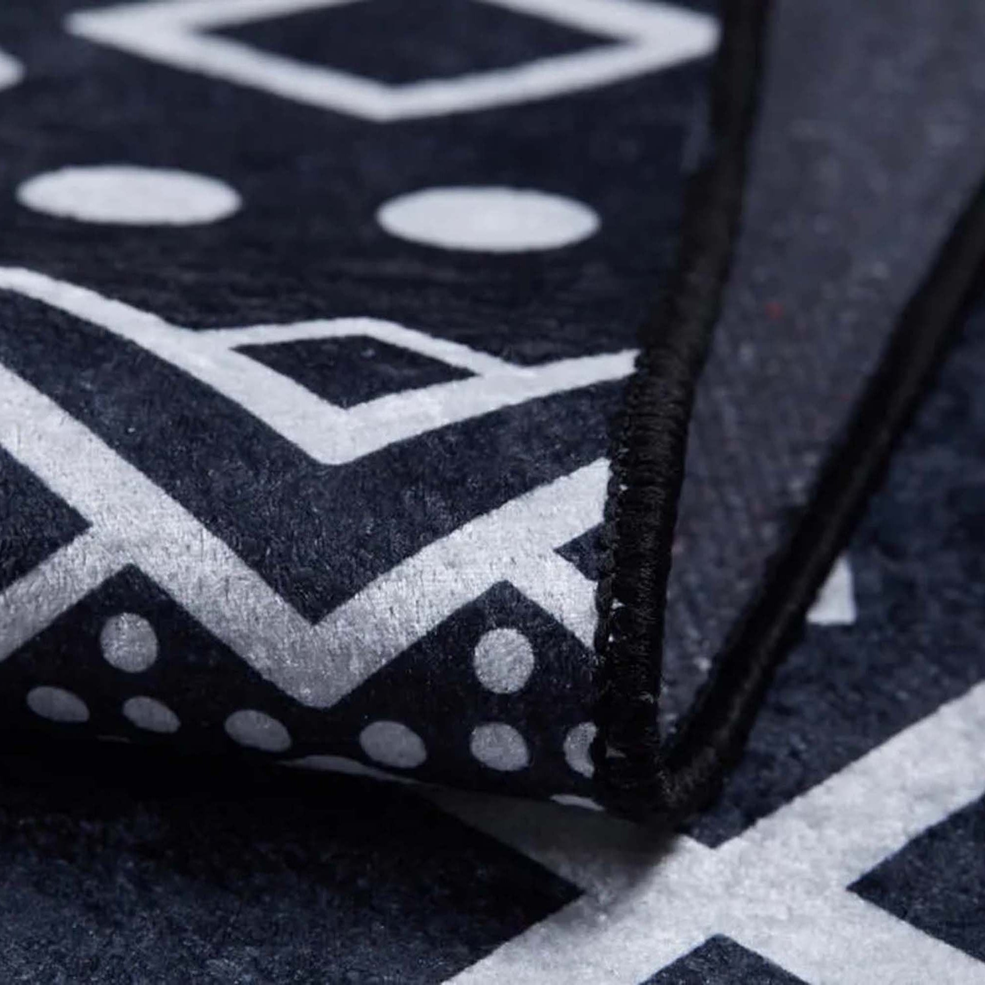 Lana Boho Aztec Black White Rug