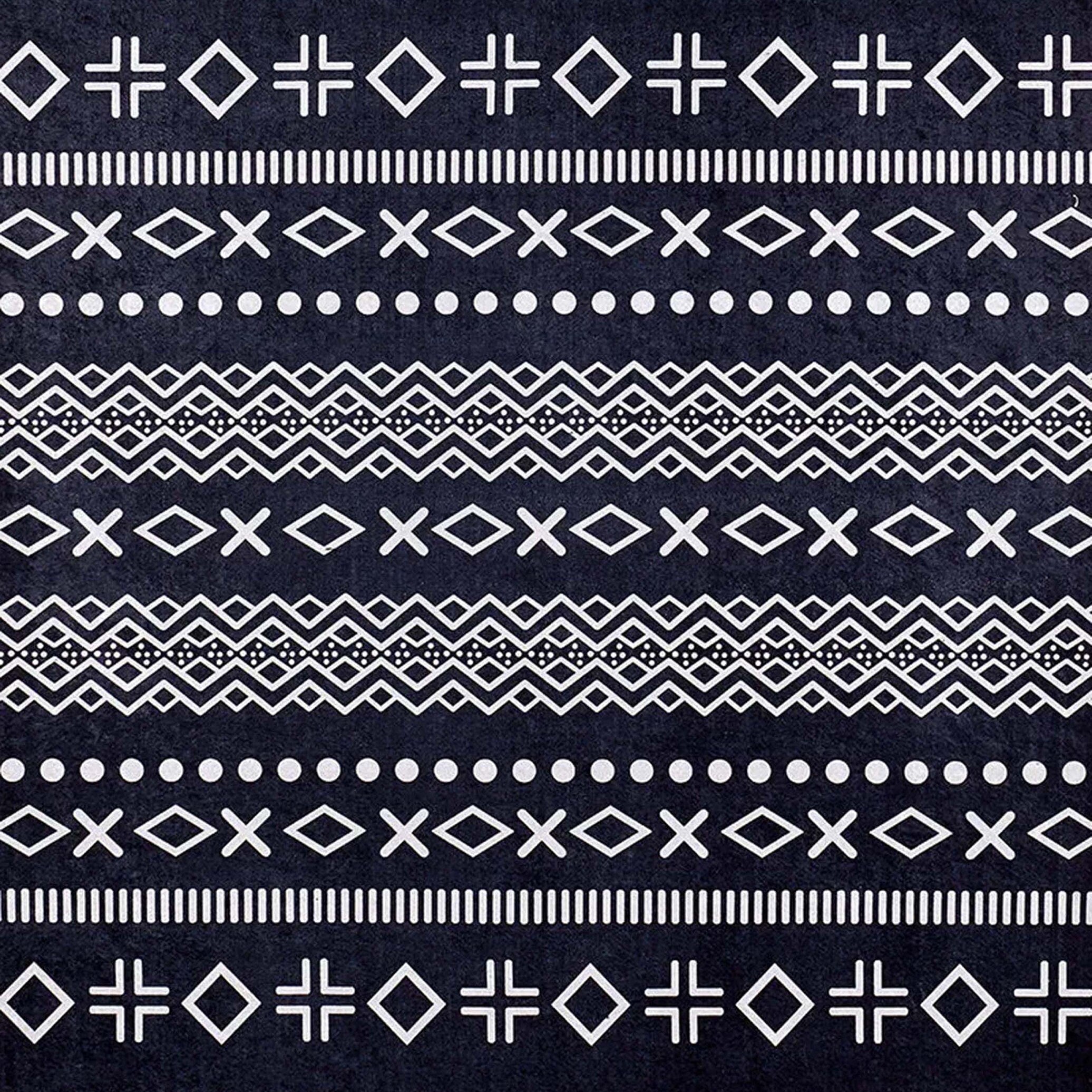Lana Boho Aztec Black White Rug