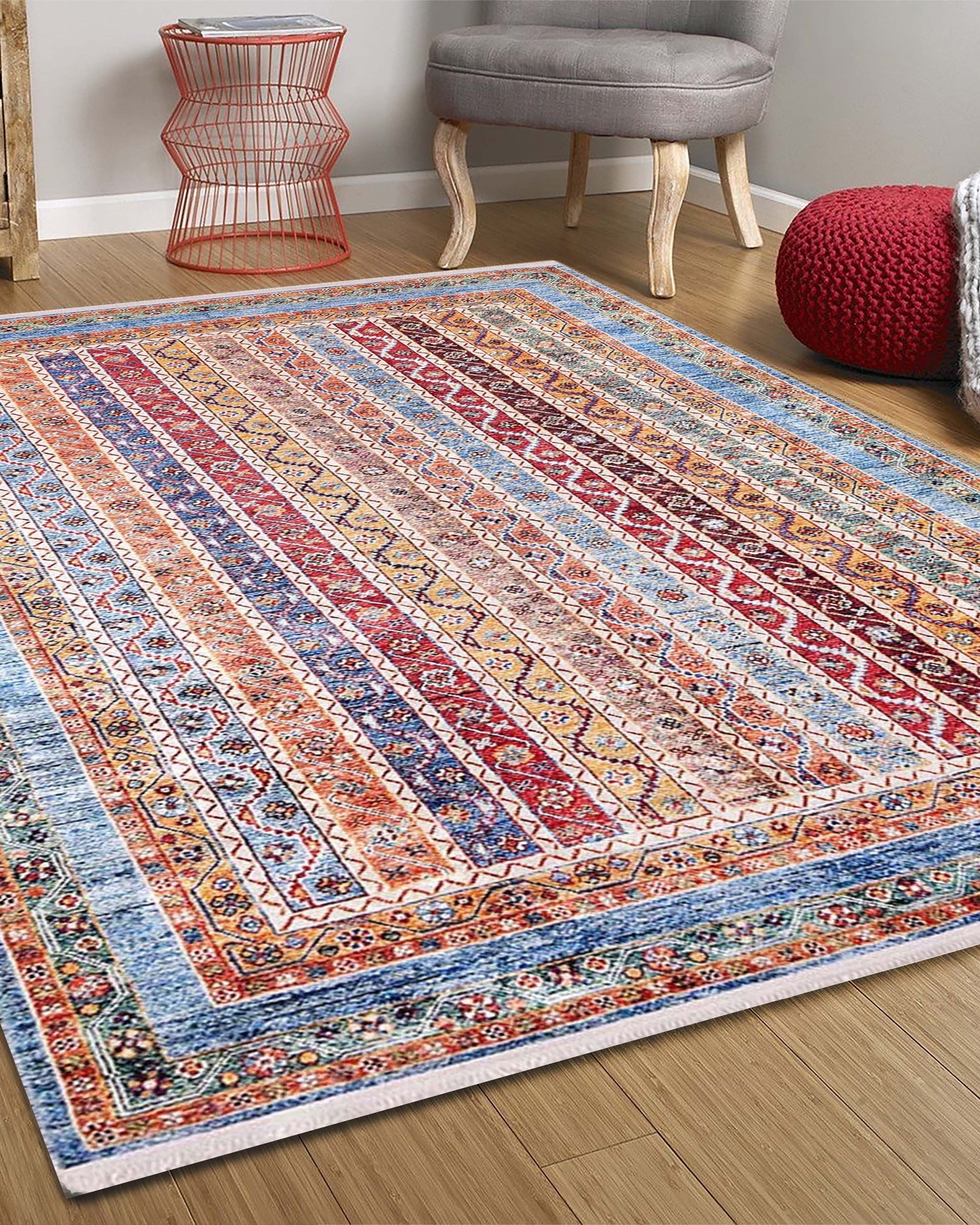 Landa Turkish Kilim Orange Blue Rug