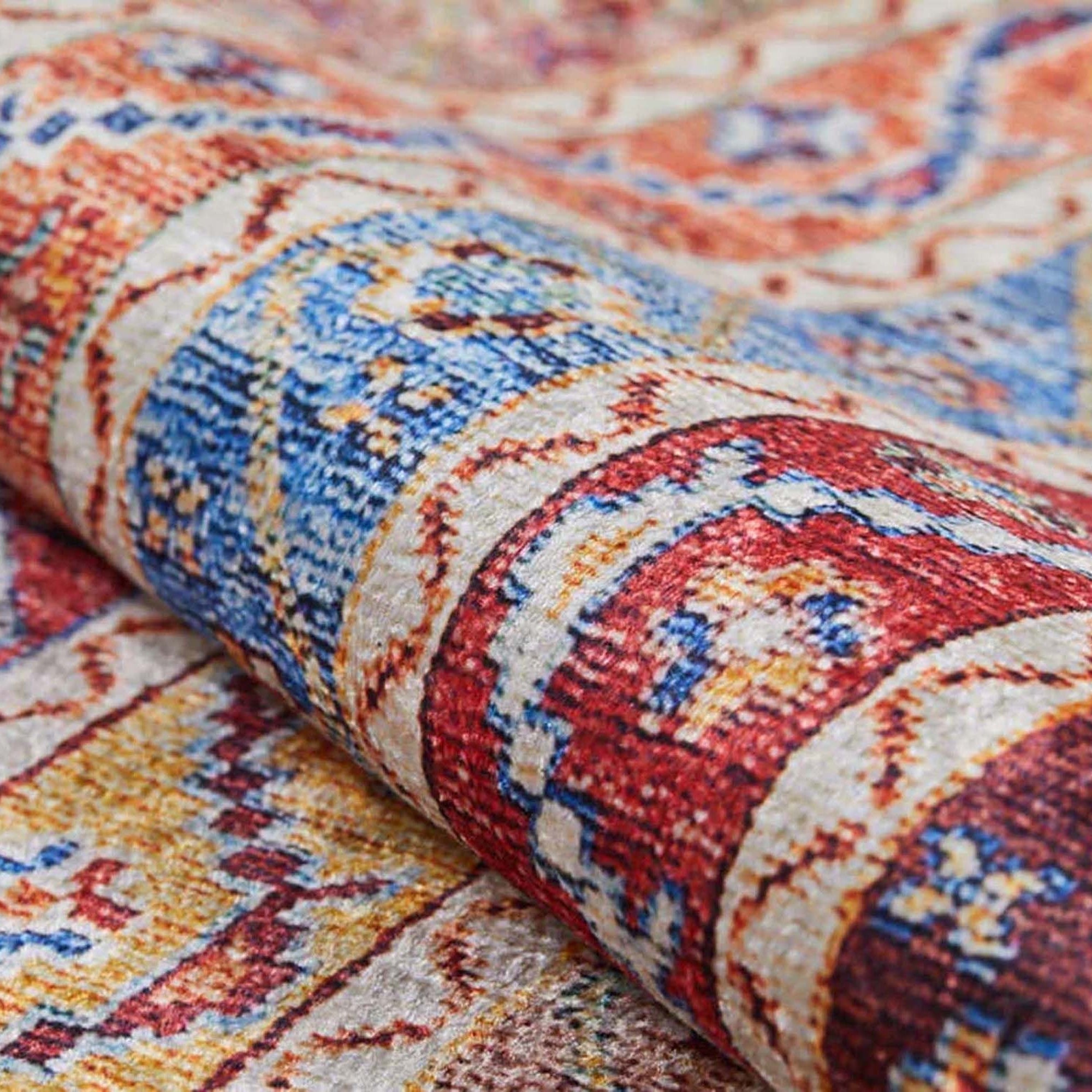 Landa Turkish Kilim Orange Blue Rug
